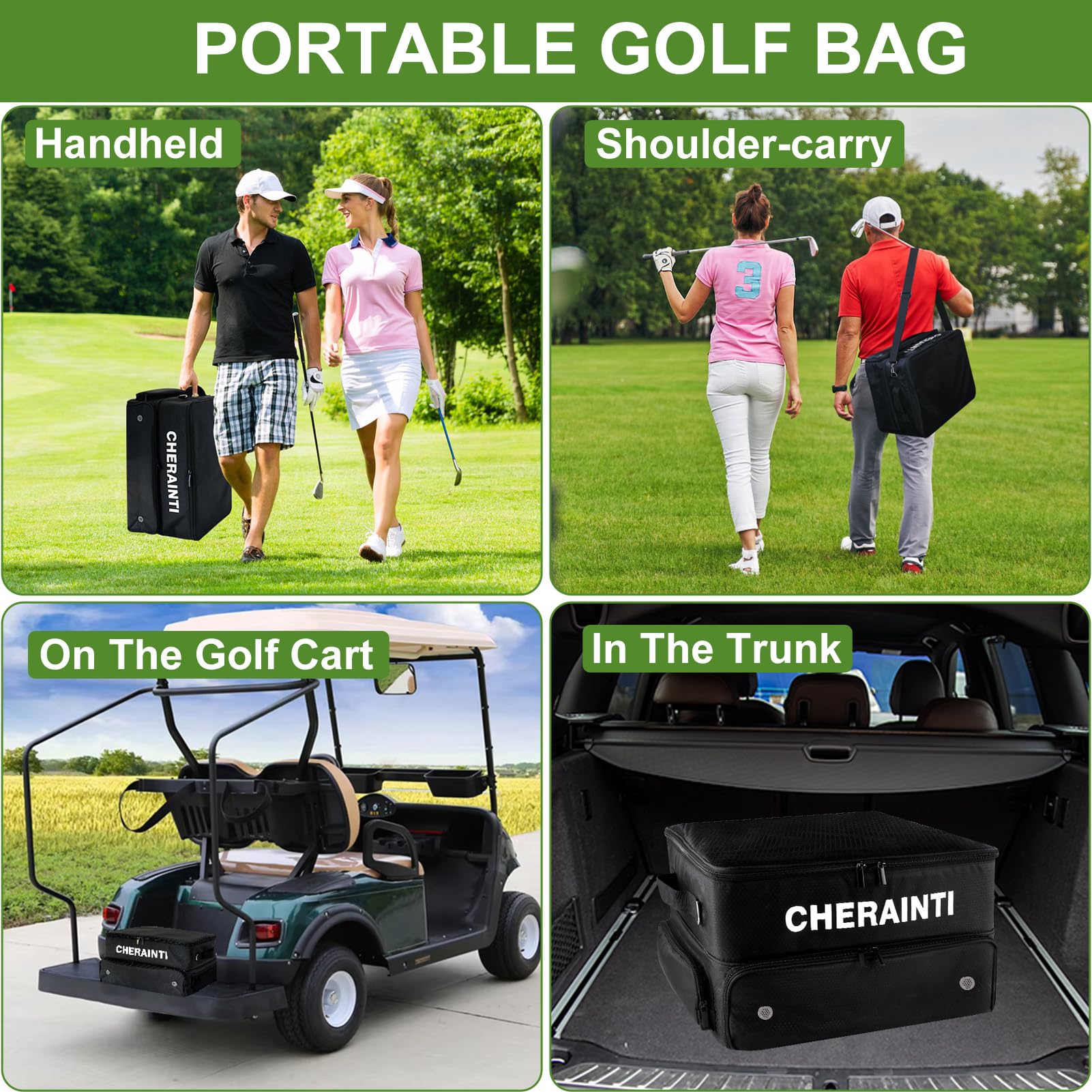 CHERAINTI 2-Layer Waterproof Golf Trunk Organizer for Car - Ventilated Shoe Storage Bag with Separate Compartment | Golf Accessories Gift for Men & Women | Perfect for Road Trips & Golf Course Storage