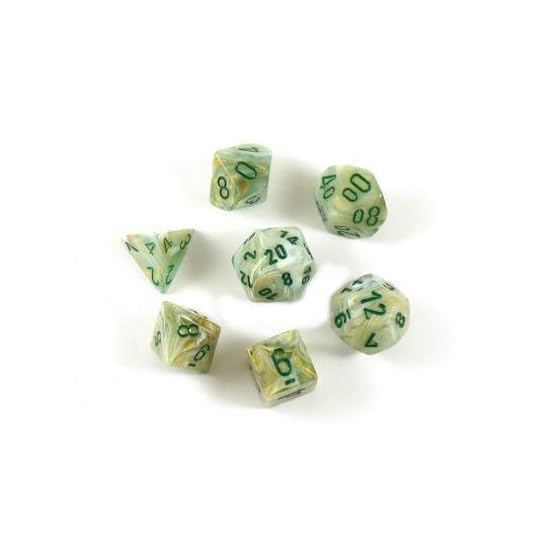 Chessex Polyhedral Dice Set - 10mm Marble Green & Dark Green Plastic RPG Dice for Dungeons & Dragons, D&D, TTRPG - Complete 7-Piece Set (D4, D6, D8, D10, D12, D20, D%) - Perfect for Tabletop Gaming, Role-Playing Adventures & Board Games (CHX20409)