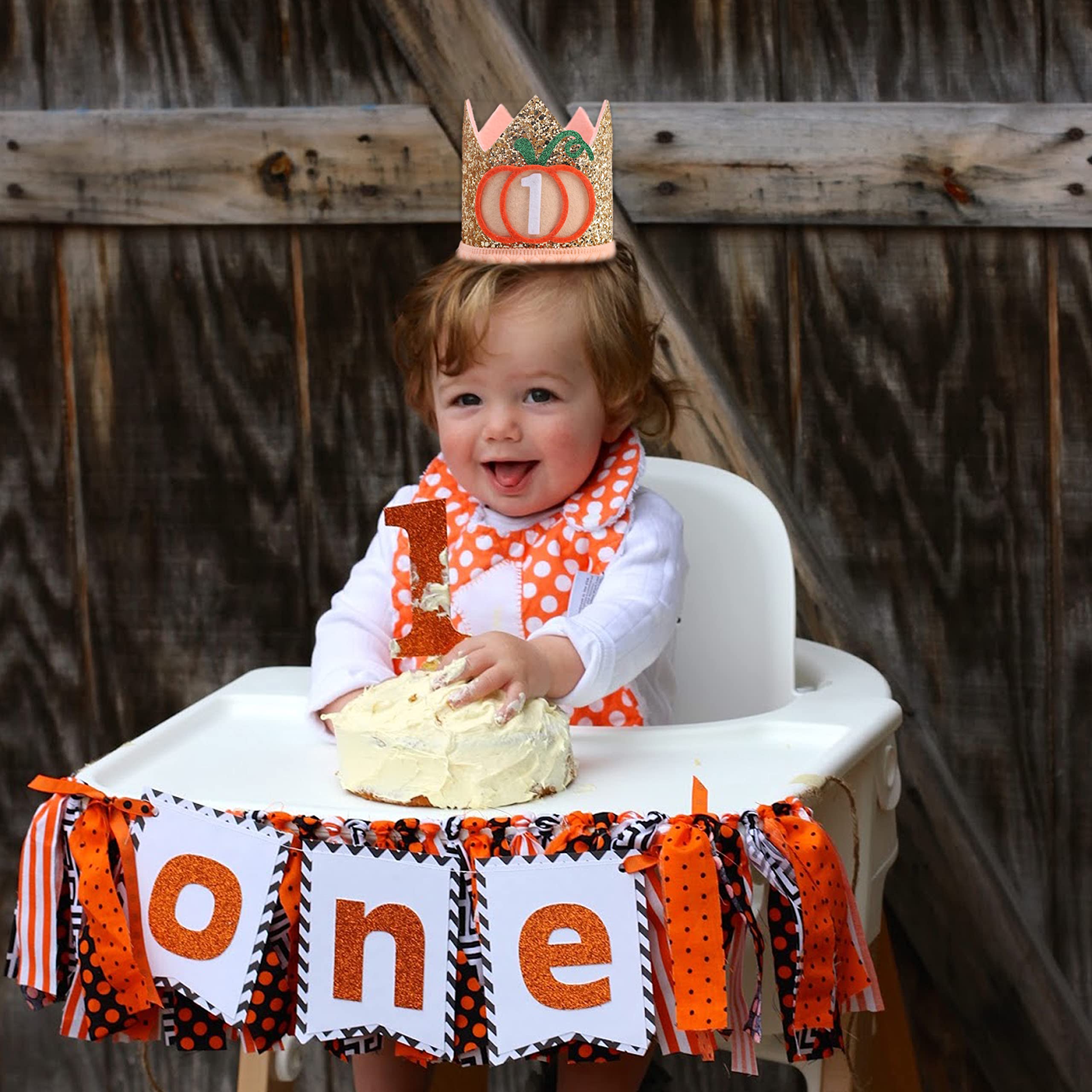 WAOUH Little Pumpkin 1st Birthday Crown - Adorable Harvest Themed Baby Birthday Hat for Girls & Boys | Perfect for Fall Birthday Parties, Photo Props & First Birthday Decorations