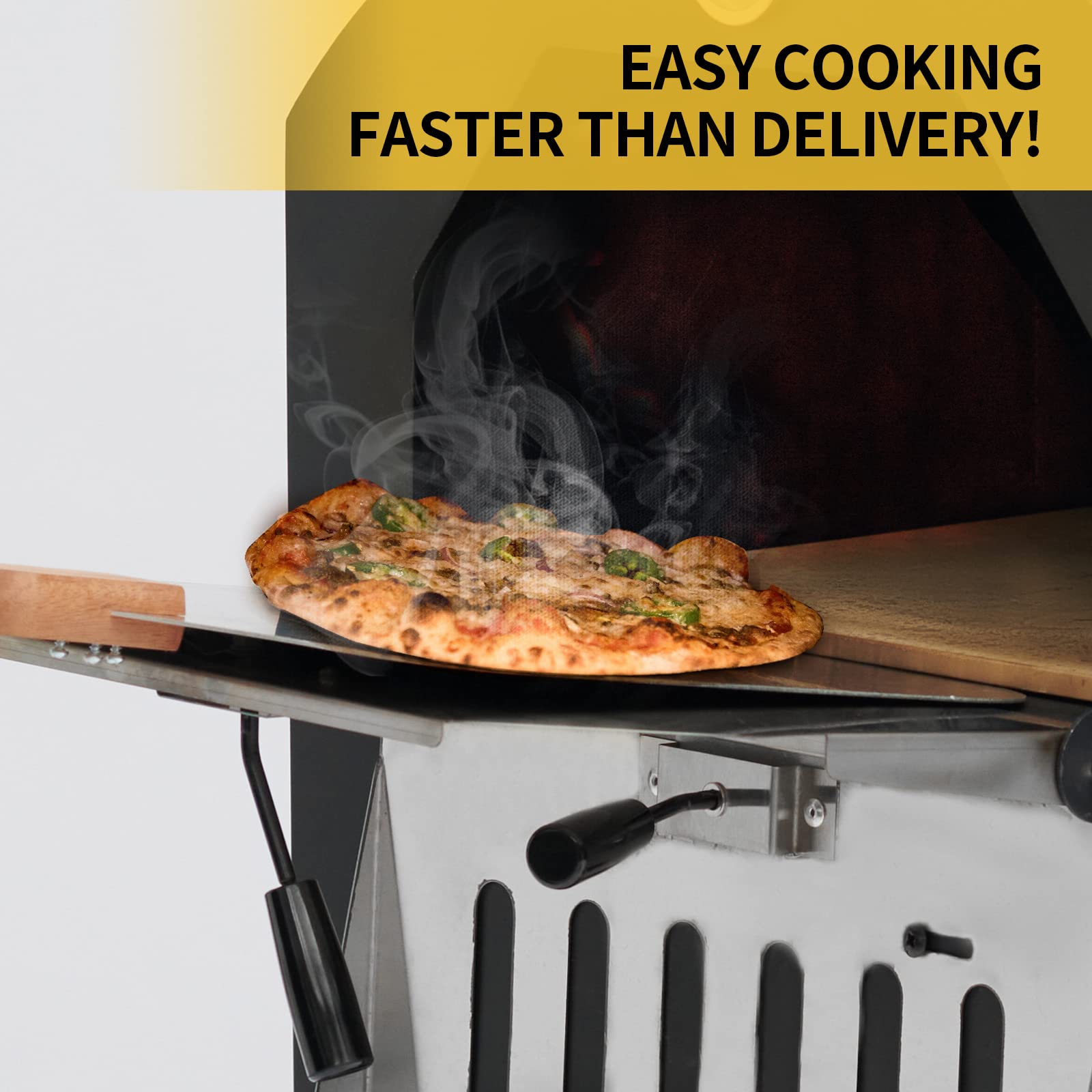 **Portable Wood-Fired Pizza Oven for Outdoor Cooking – Includes Pizza Stone, Peel, Grill Rack & Waterproof Cover – Perfect for Backyard BBQs, Camping Trips & Picnics (Black)**
