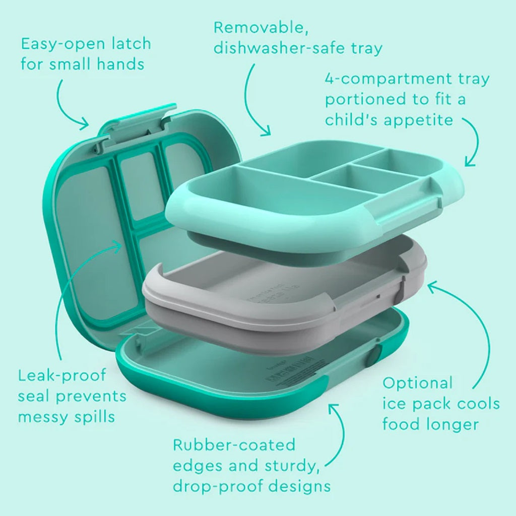 Bentgo Kids Leak Proof Bento Lunch Box - Aqua Color | Insulated Food Container for School, Picnics & Travel | BPA-Free & Durable
