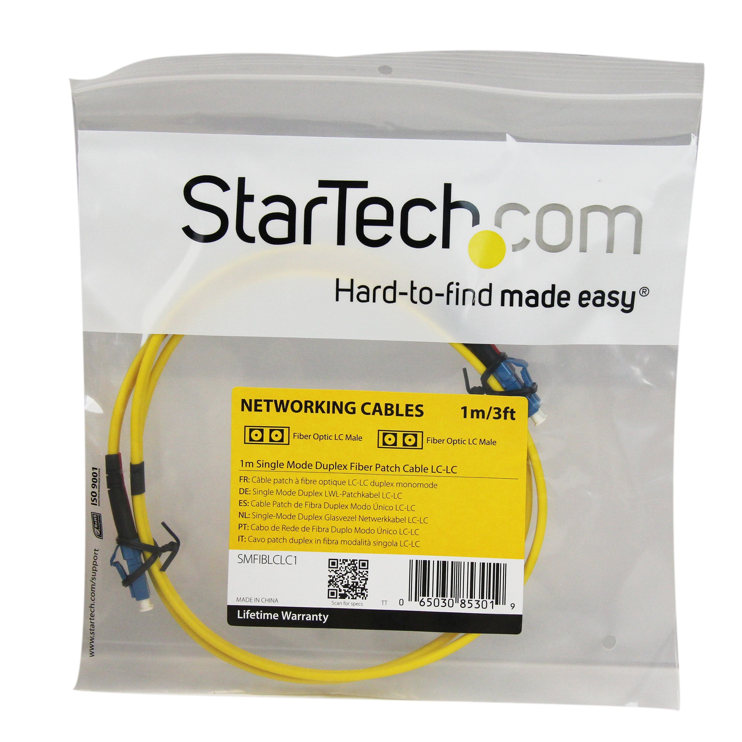 StarTech.com 1m Fiber Optic Cable - Single-Mode Duplex 9/125 LSZH LC to LC Patch Cable - High Speed Network, Data Center, Server Room & Telecom Applications