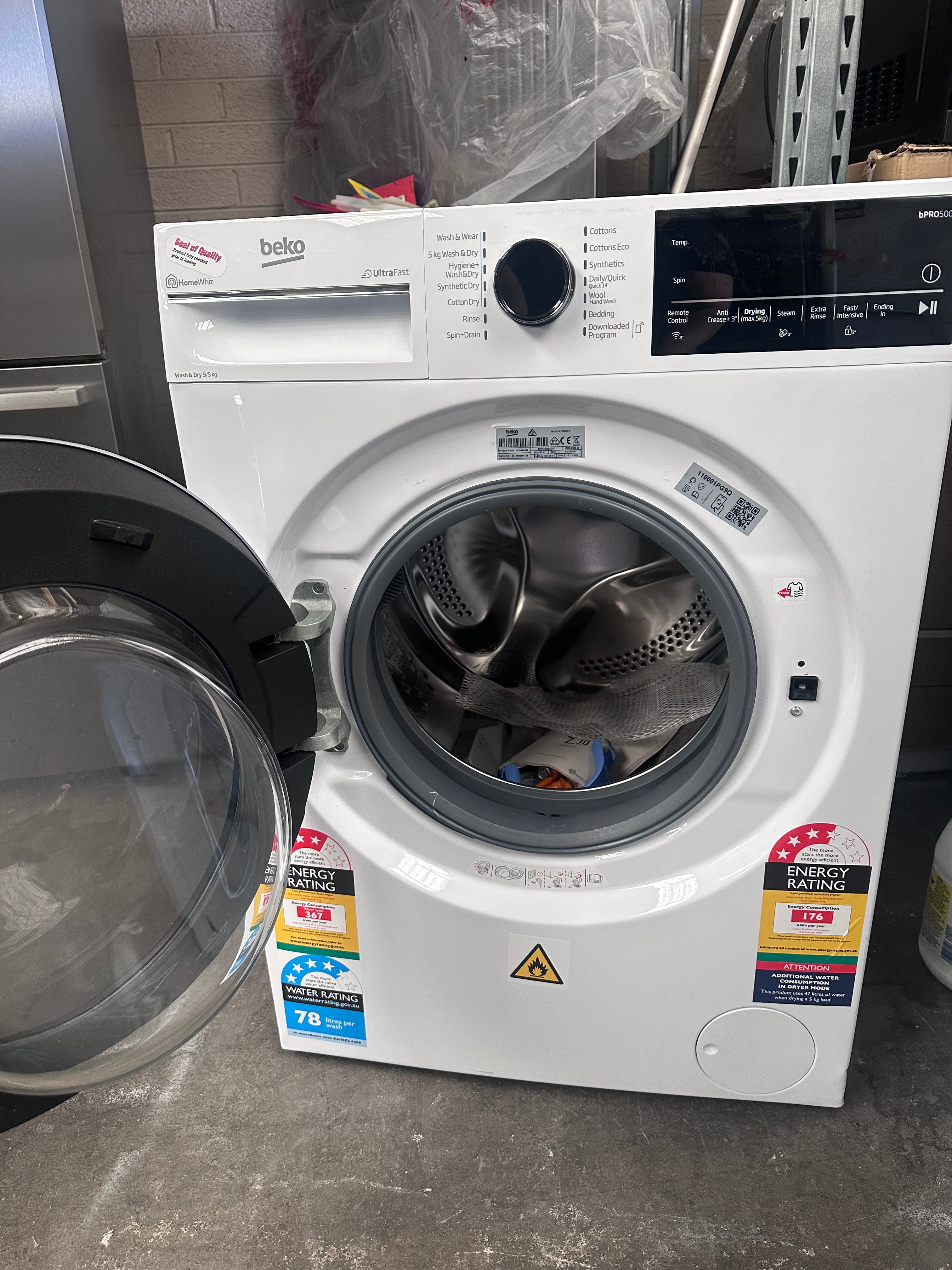 Beko BWDB9540W 9kg/5kg UltraFast Washer Dryer Combo - Energy Efficient Laundry Solution for Small Apartments & RVs | Fast Drying & Space Saving Design | Perfect for Compact Living Spaces & Mobile Homes
