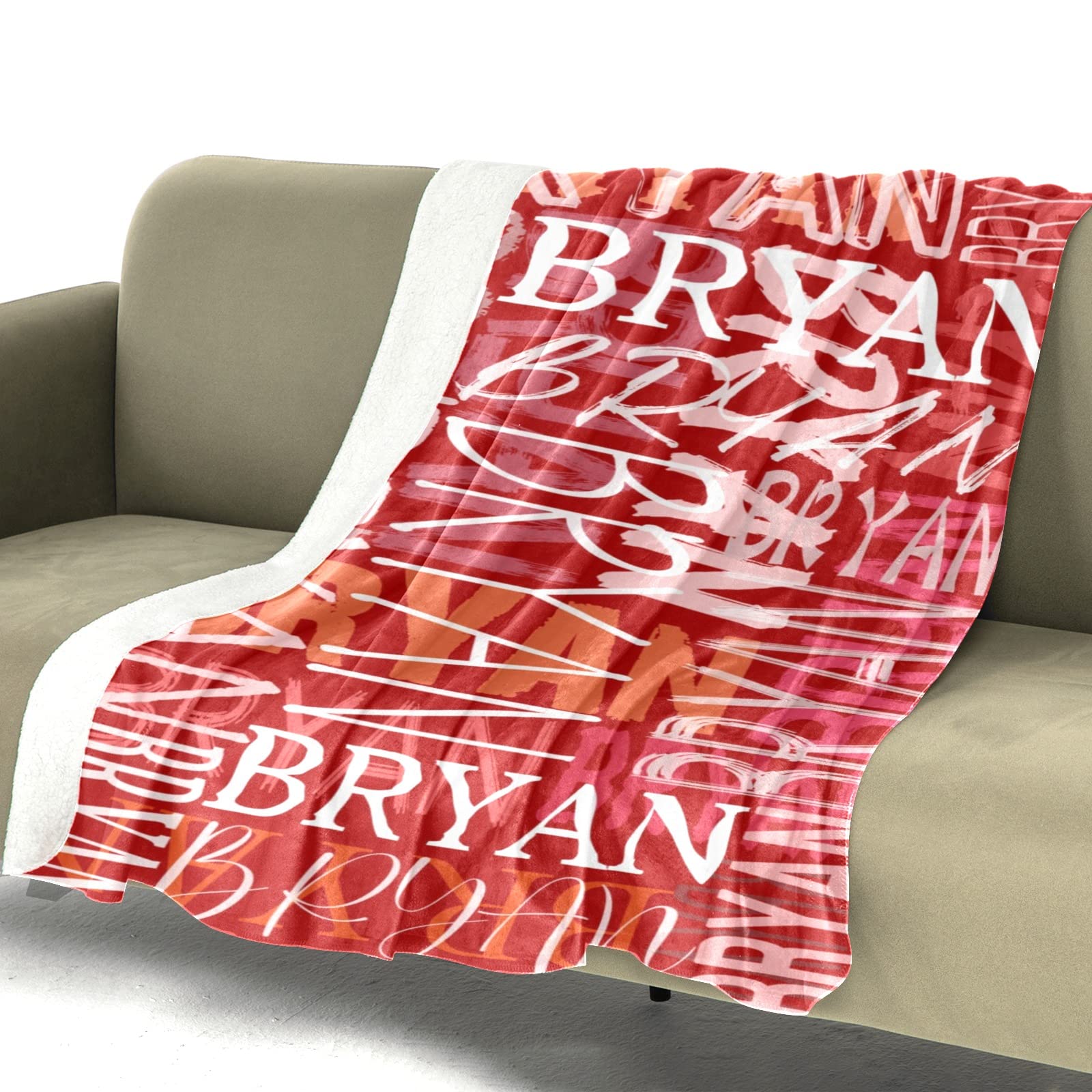 Personalized Fleece Throw Blanket with Name - Custom Blankets for Adults & Baby - Soft Red Fleece Blanket (56