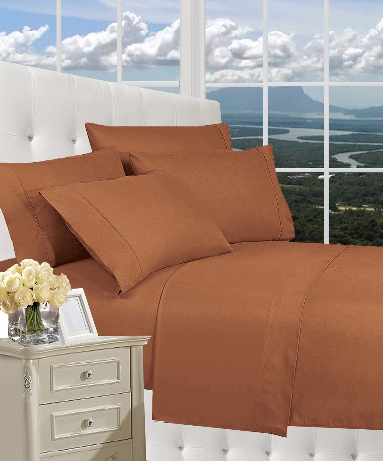1800 Thread Count Luxury Bed Sheets Set - Premium Hotel Quality 3-Piece Wrinkle-Free Sheet Set with Deep Pockets (Twin, Mocha Chocolate) for Ultimate Comfort & Relaxation - Perfect for Master Bedrooms, Guest Rooms & Airbnb Listings