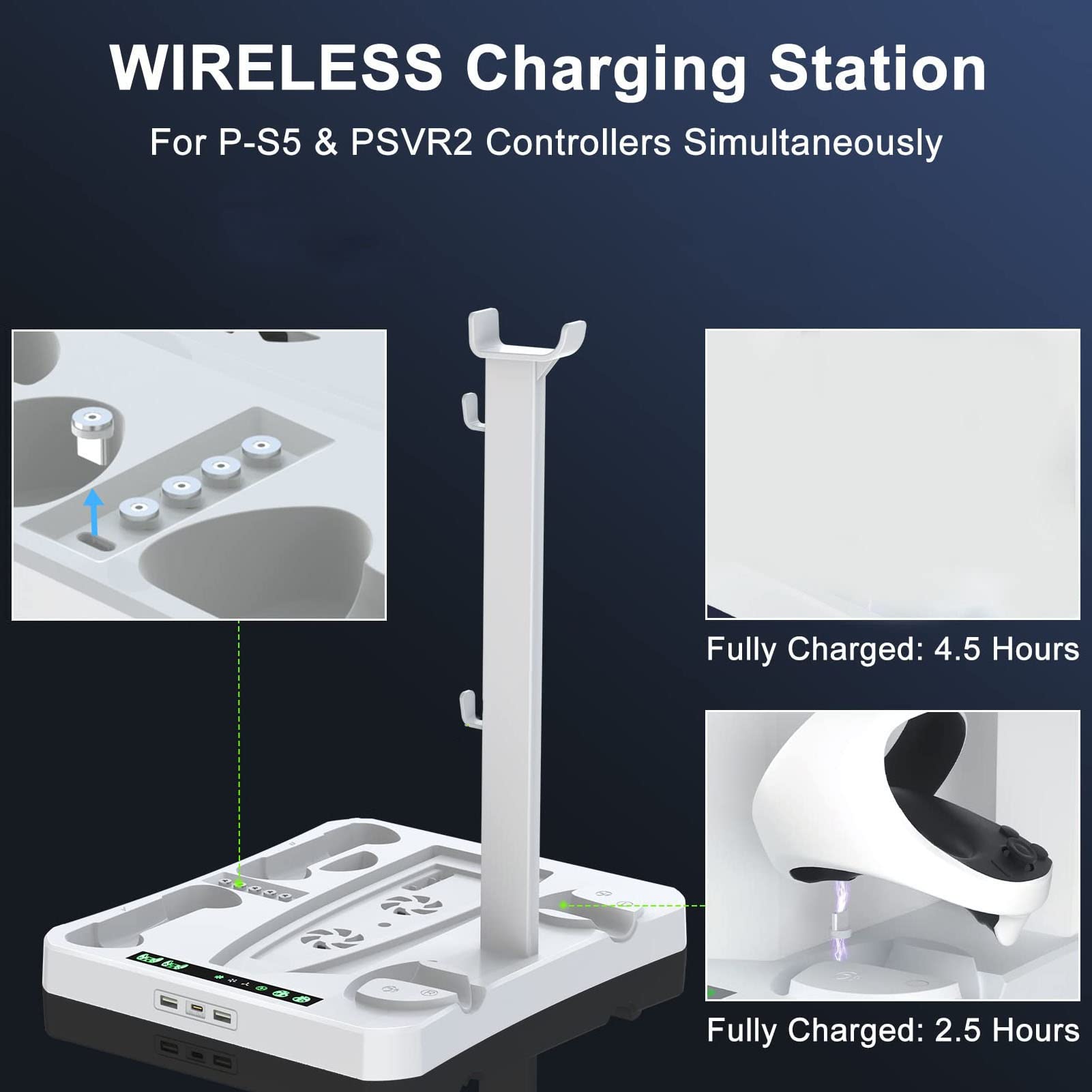 Wireless Gaming Cooling Station - 3-in-1 Multifunctional Controller Cooling Stand for PS5, Xbox, Switch | Prevent Overheating for Long Gaming Sessions | Perfect for Home Entertainment & Competitive Gaming