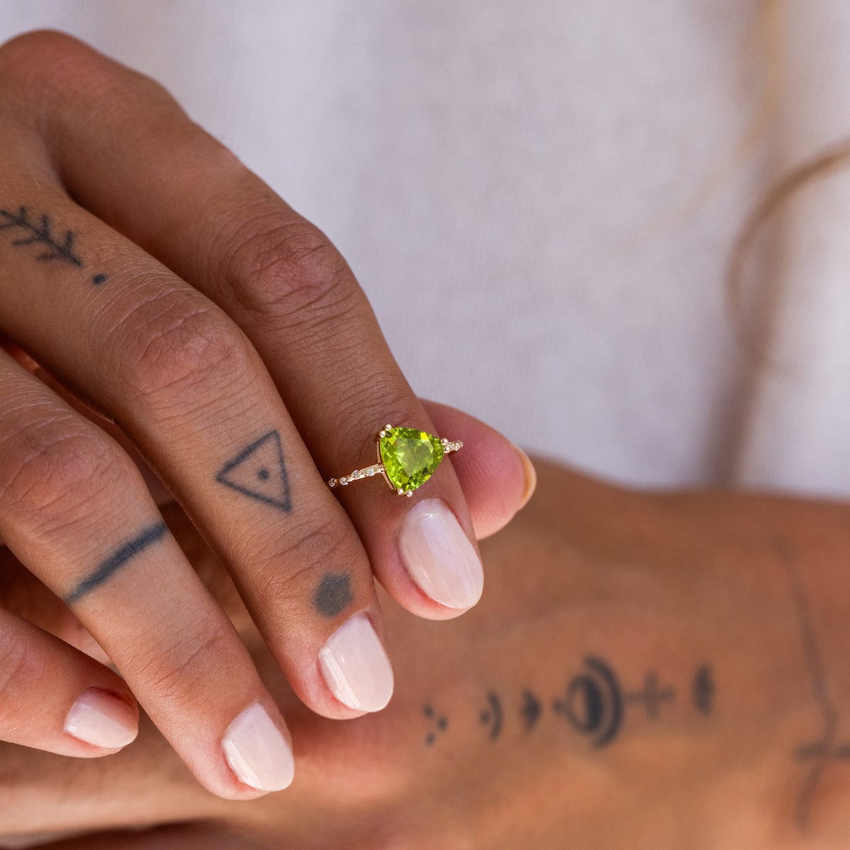Stunning Peridot Trillion Cut Ring – Elegant Green Gemstone Jewelry for Women | Perfect for Engagement, Anniversary & Special Occasions