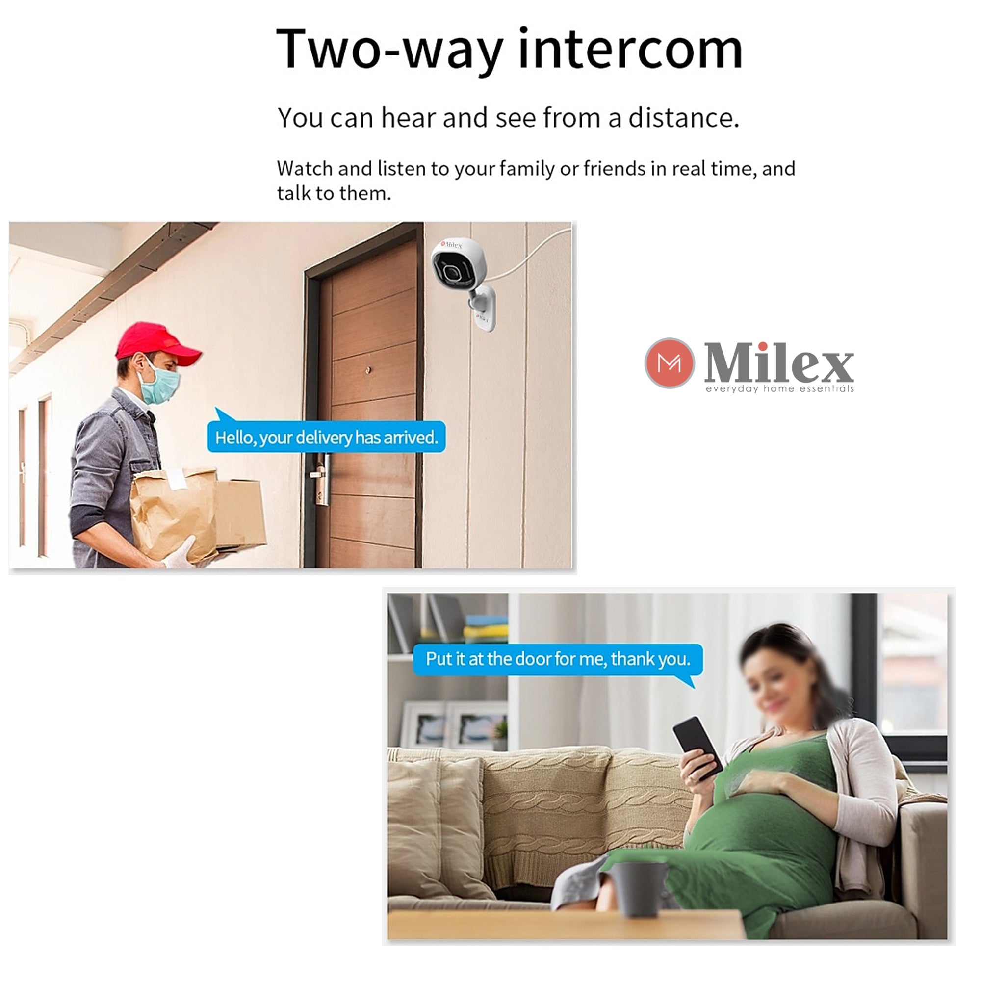 Milex 2-Way Infrared Security Camera with Night Vision - Monitor & Protect Your Home & Family 24/7 | Indoor/Outdoor Surveillance for House, Office & Business Security