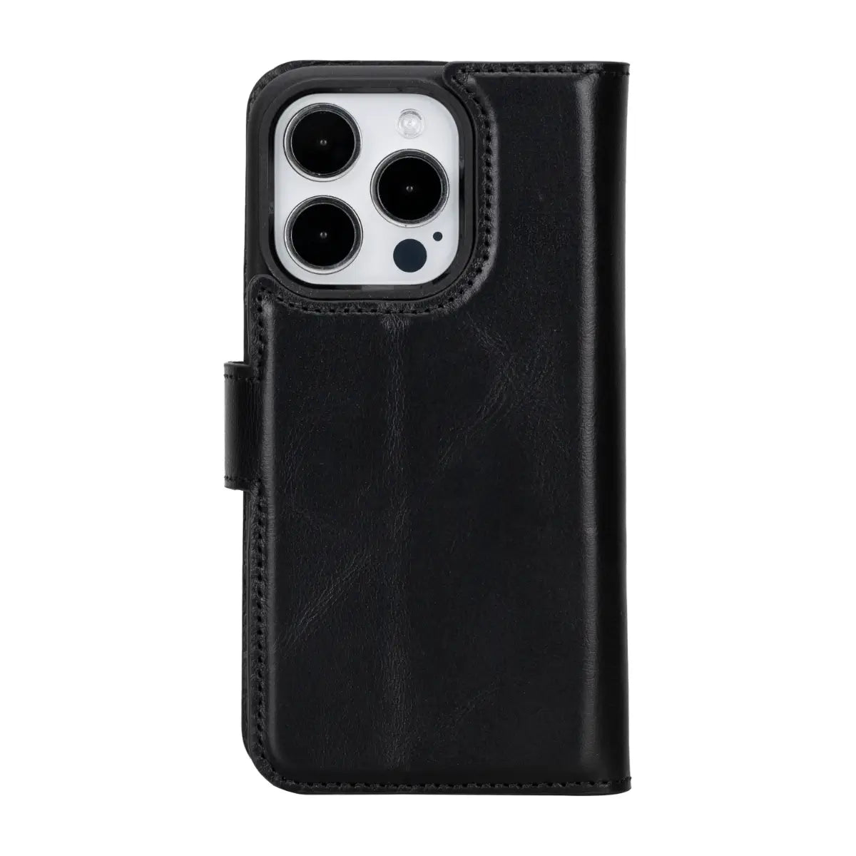 Premium Black Leather Wallet Case for iPhone 15 Pro - Slim RFID Blocking Phone Cover with Card Slots | Perfect for Everyday Use, Travel & Business Meetings