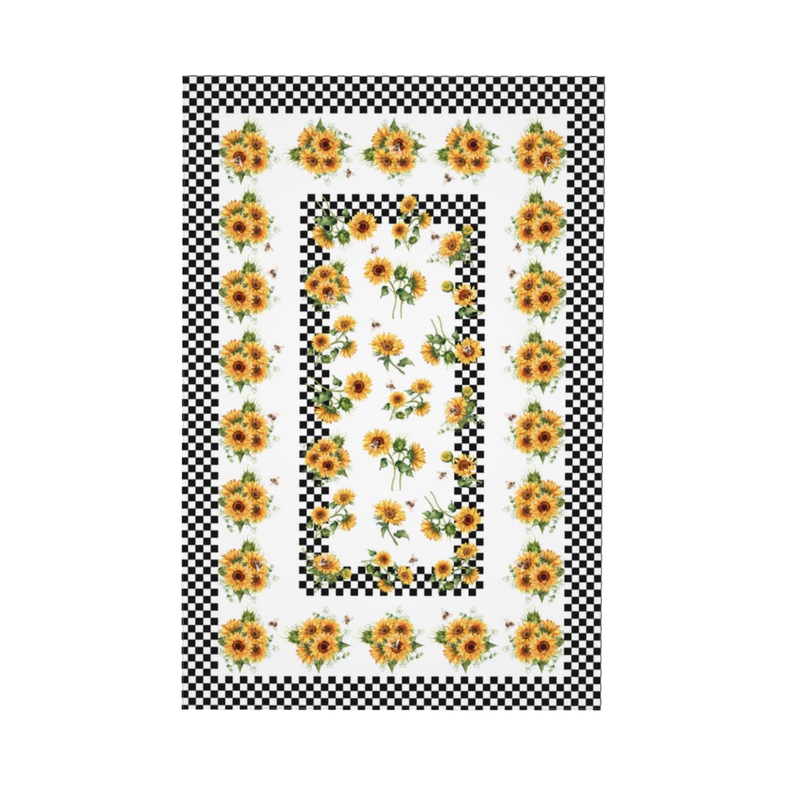 Sunflower Rustic Checkerboard Tablecloth 60x90 Inch - Washable Rectangle Table Cover for Kitchen, Dining Room, Picnic, and Outdoor Decor