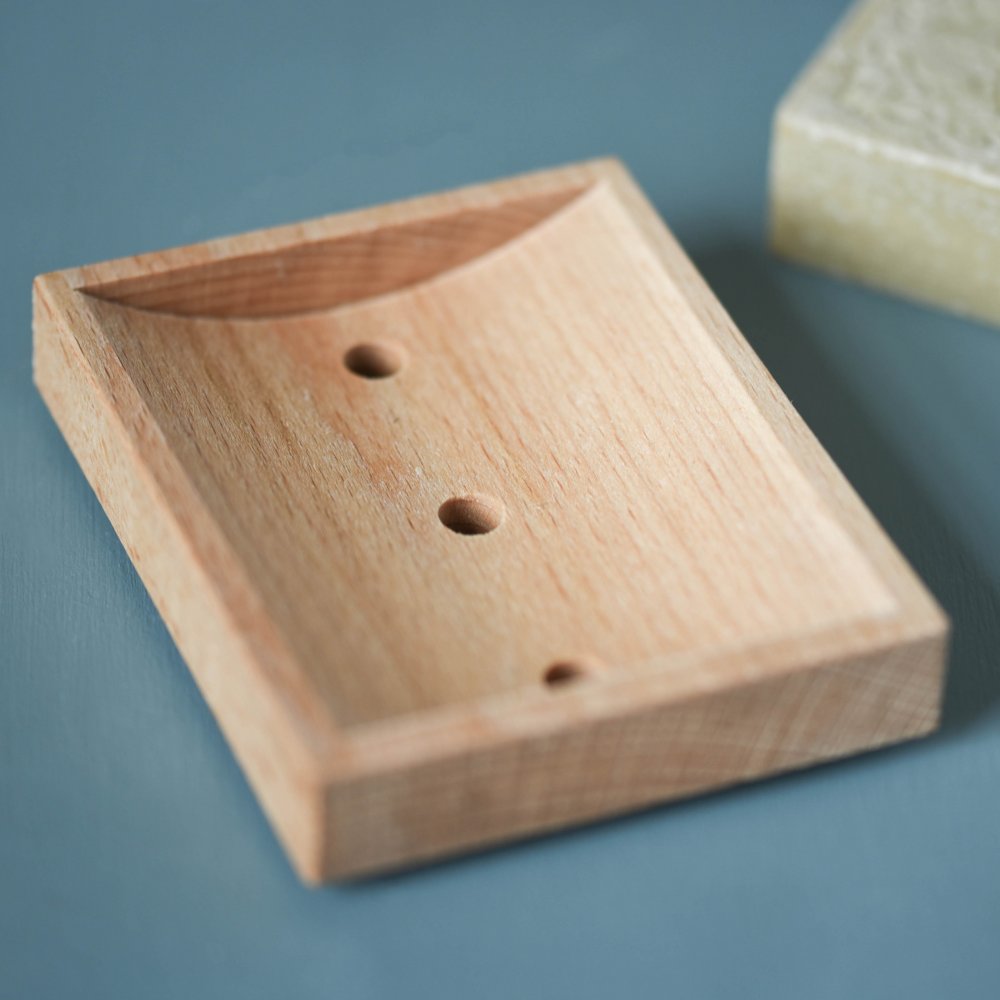 Natural Oiled Beechwood Soap Dish - Rustic Bathroom Organizer for Showers, Sinks, and Countertops