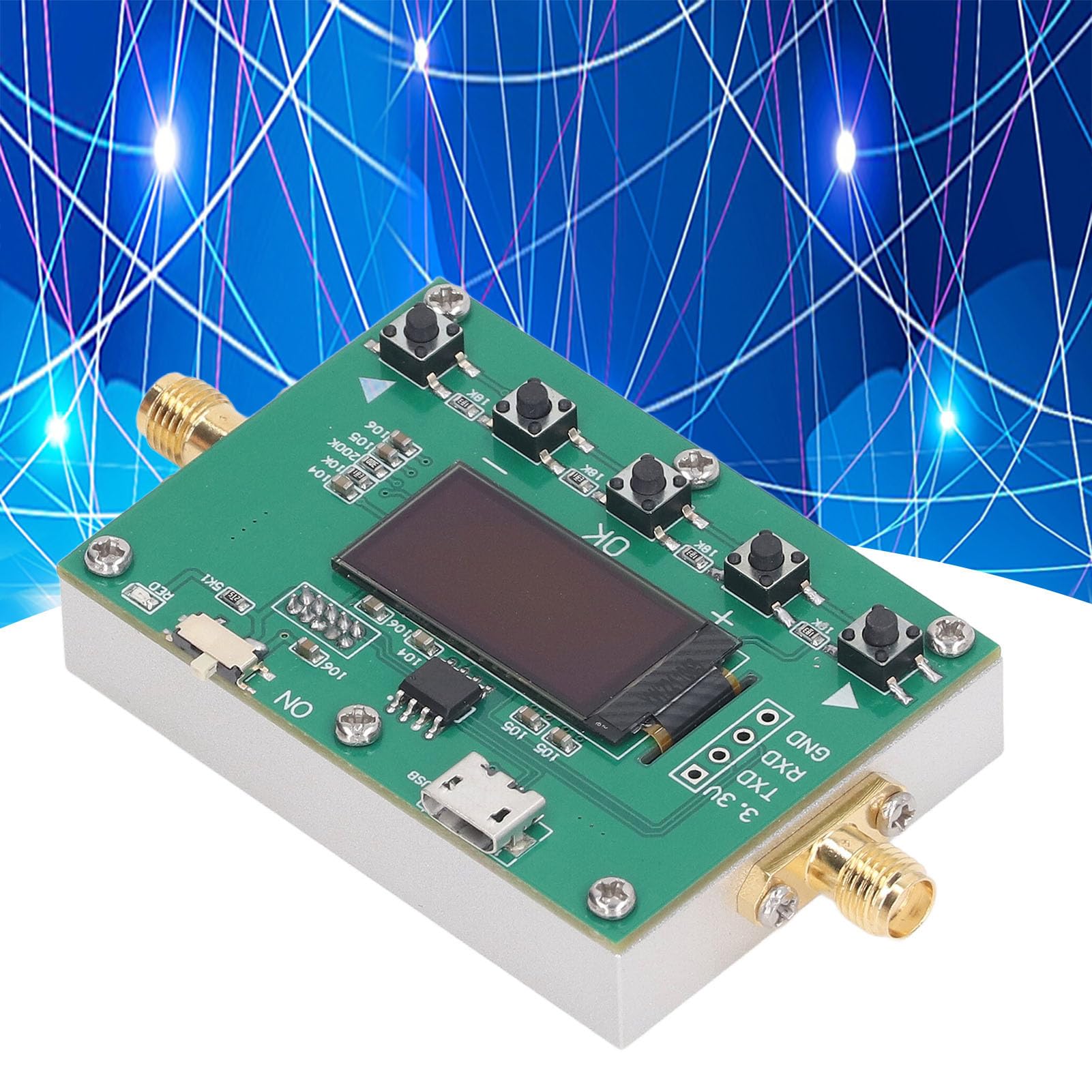 6GHz 30dB Programmable RF Digital Attenuator Module with 0.25dB Step & OLED Display - Compact Aluminum CNC Case for Lab Testing, Signal Conditioning & Wireless Communication Systems