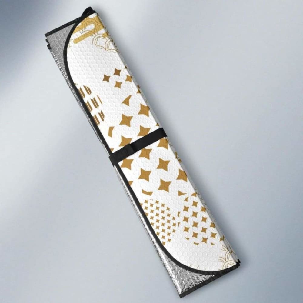 Stylish Gold Japanese Pattern Car Sun Shades - UV Protection & Heat Reduction for Vehicles - Perfect for Summer Driving and Parking