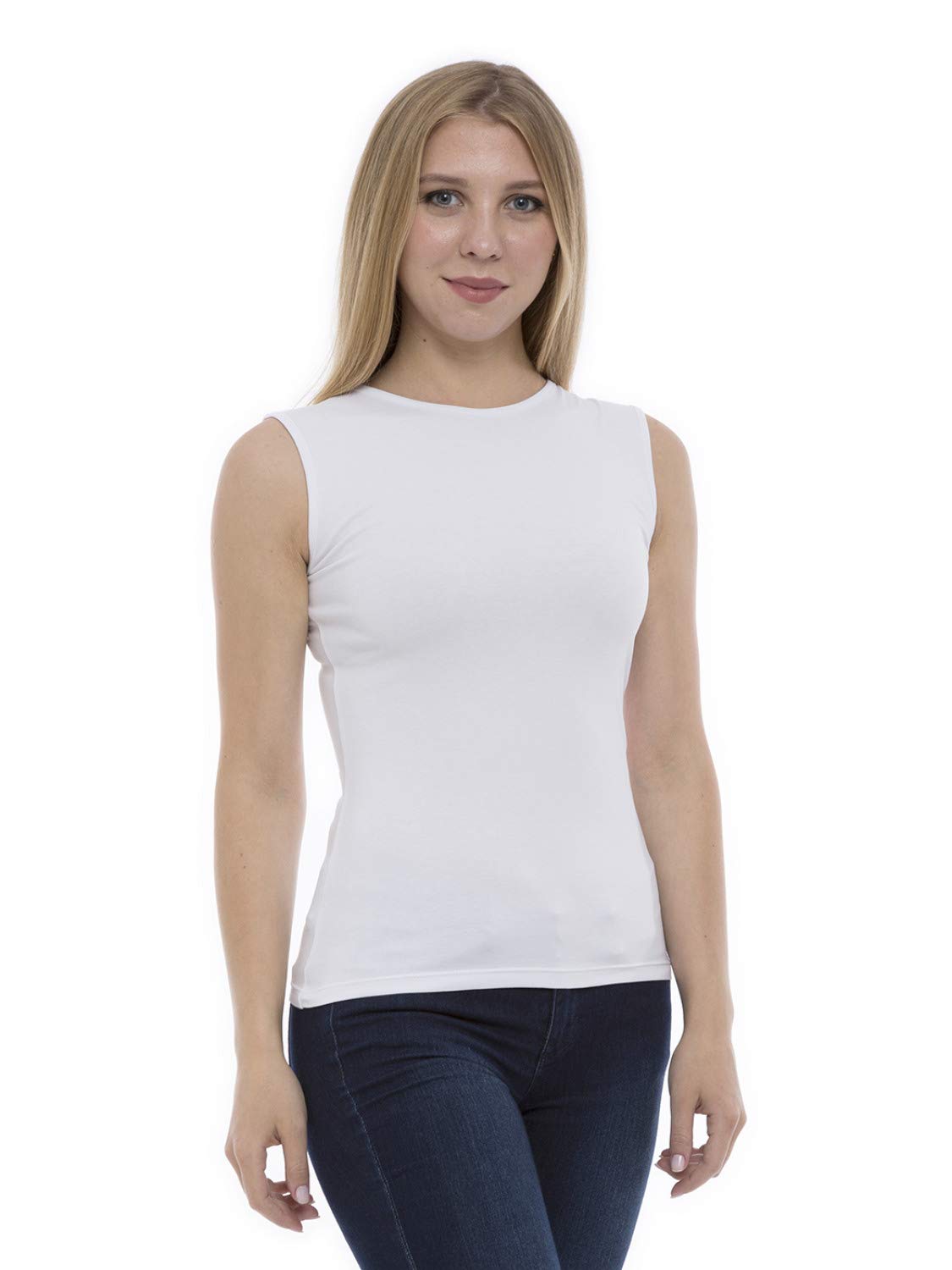 Lunarable Women's Sleeveless Undershirt Tank Top Camisole - Size S, White - Perfect for Layering, Summer Outfits & Casual Wear