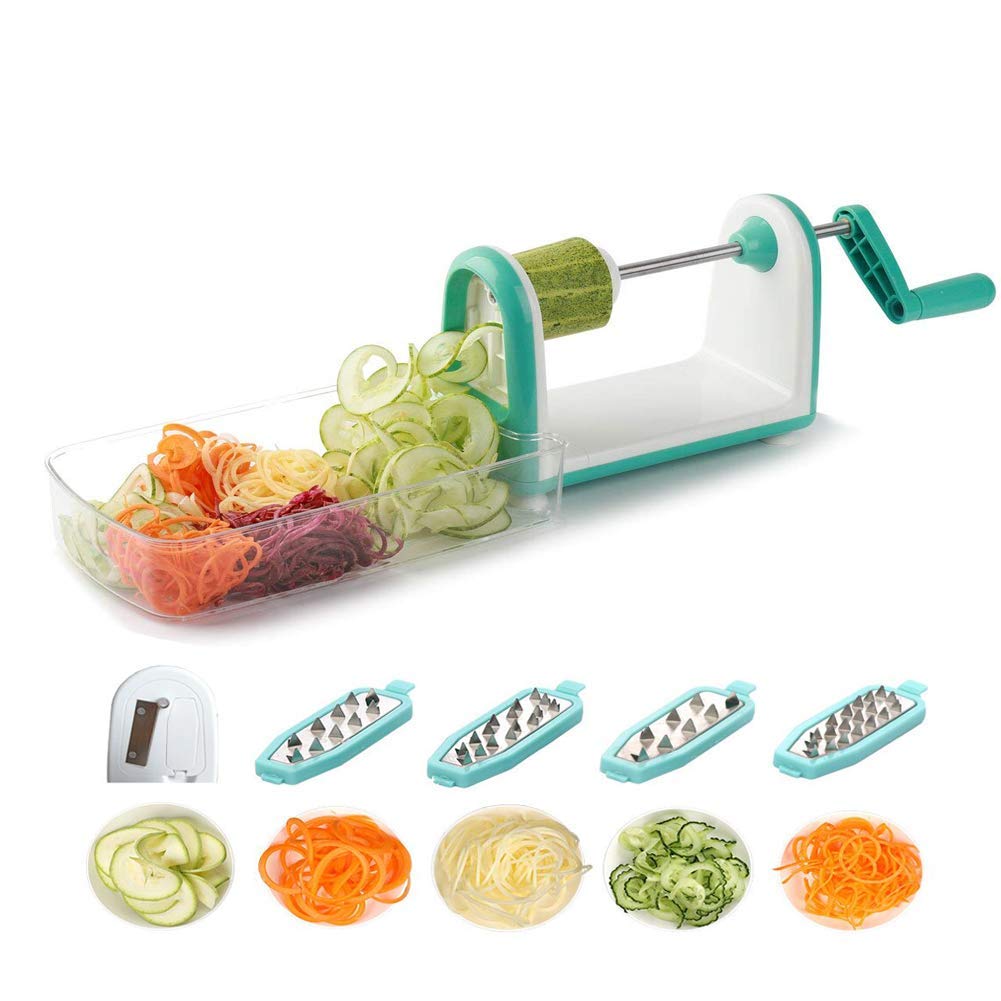 Ourokhome 5-Blade Vegetable Spiralizer - Zucchini Noodle Maker for Potato, Carrot, Cucumber | Perfect for Healthy Pasta, Salads & Meal Prep | BPA-Free Kitchen Gadget