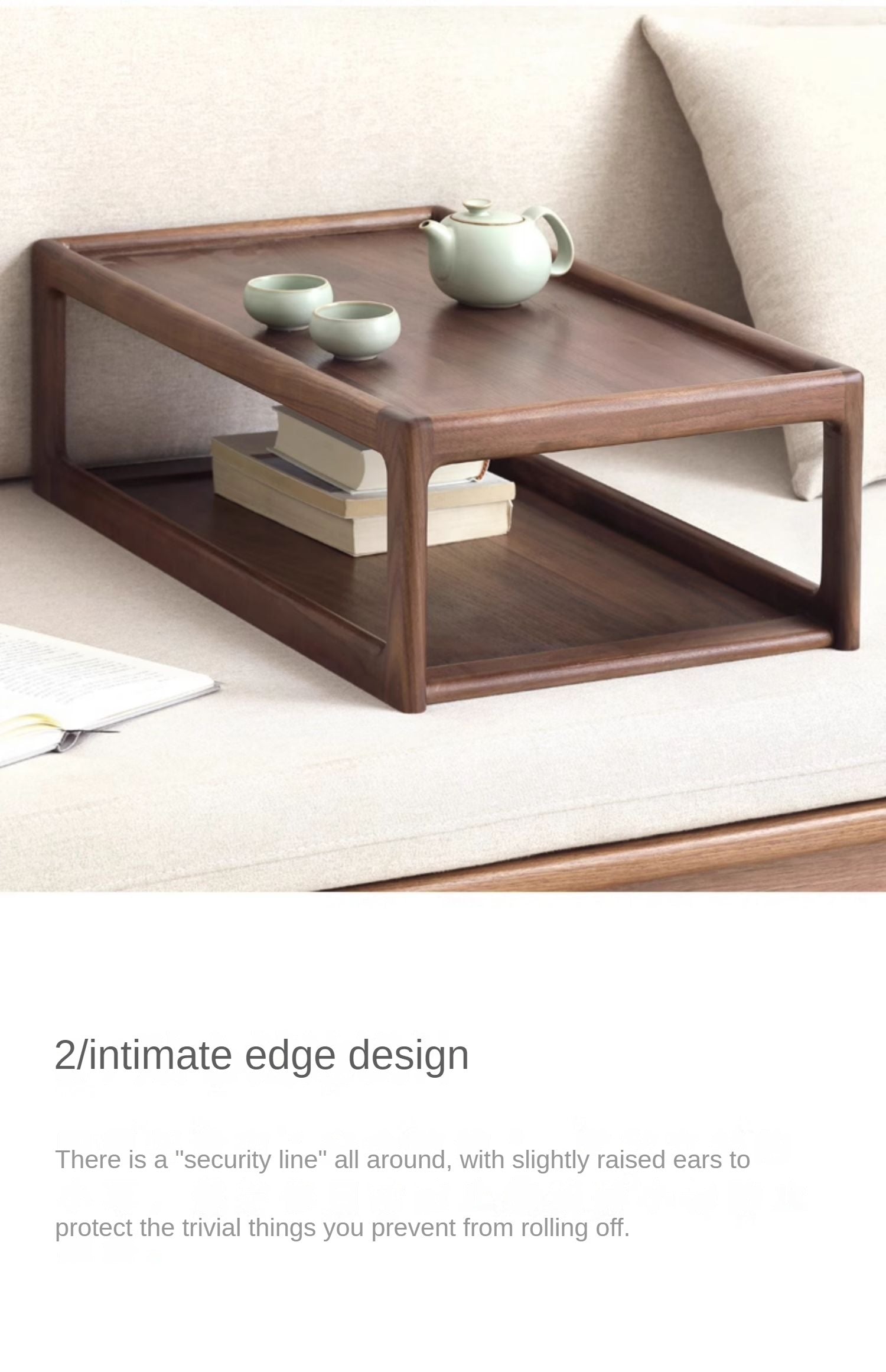 Premium Black Walnut, Ash & Oak Solid Wood Japanese Tatami Tea Table - Traditional Zen Style Low Table for Tea Ceremony, Meditation & Living Room Decor