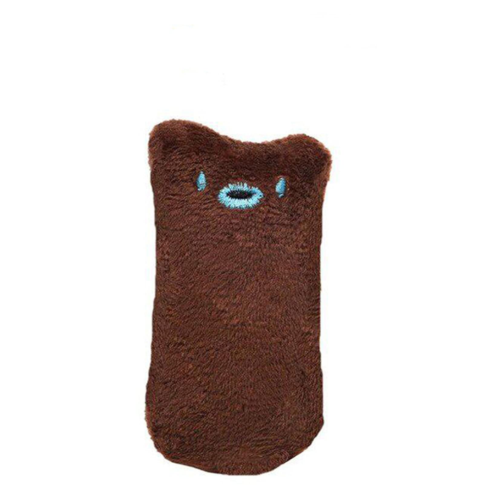 Soft Plush Cat Chew Toy with Catnip - Interactive Pet Cleaning & Play Toy for Kittens (Brown) - Perfect for Indoor Play, Teething Relief & Bonding Time
