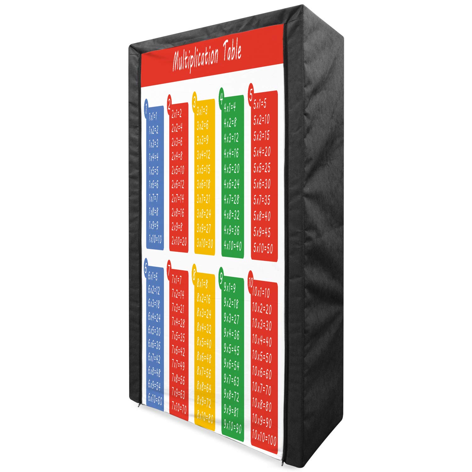 Ambesonne Science Themed Portable Fabric Wardrobe - Colorful Multiplication Table Design for Kids, Space Saving Closet Organizer with Shelves for Bedroom & Dorm, 33.5 Inch Multicolor Storage Solution | Perfect for Children's Room Organization and School Supplies Storage
