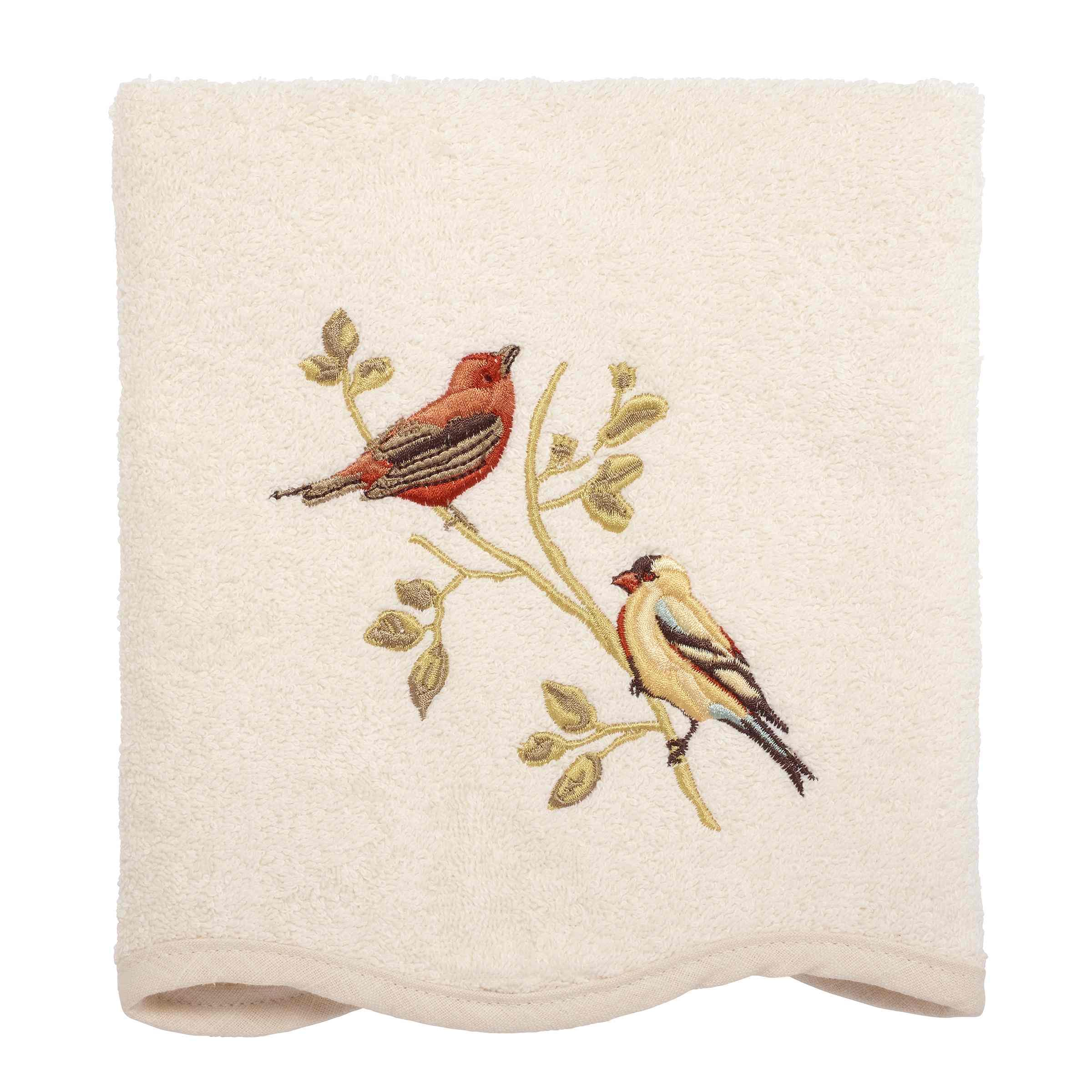 Avanti Linens Premium Cotton Hand Towel - Super Soft & Highly Absorbent Bath Towel (Songbirds Collection) - Ivory - Perfect for Bathroom, Kitchen & Guest Use