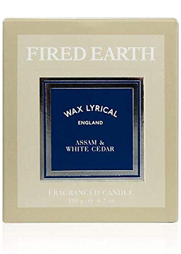 Premium Assam & White Cedar Scented Glass Candle - Large Twin Wick (75-Hour Burn Time) | Fired Earth Collection by Wax Lyrical | Handmade in England | Perfect for Home Decor, Relaxation & Aromatherapy