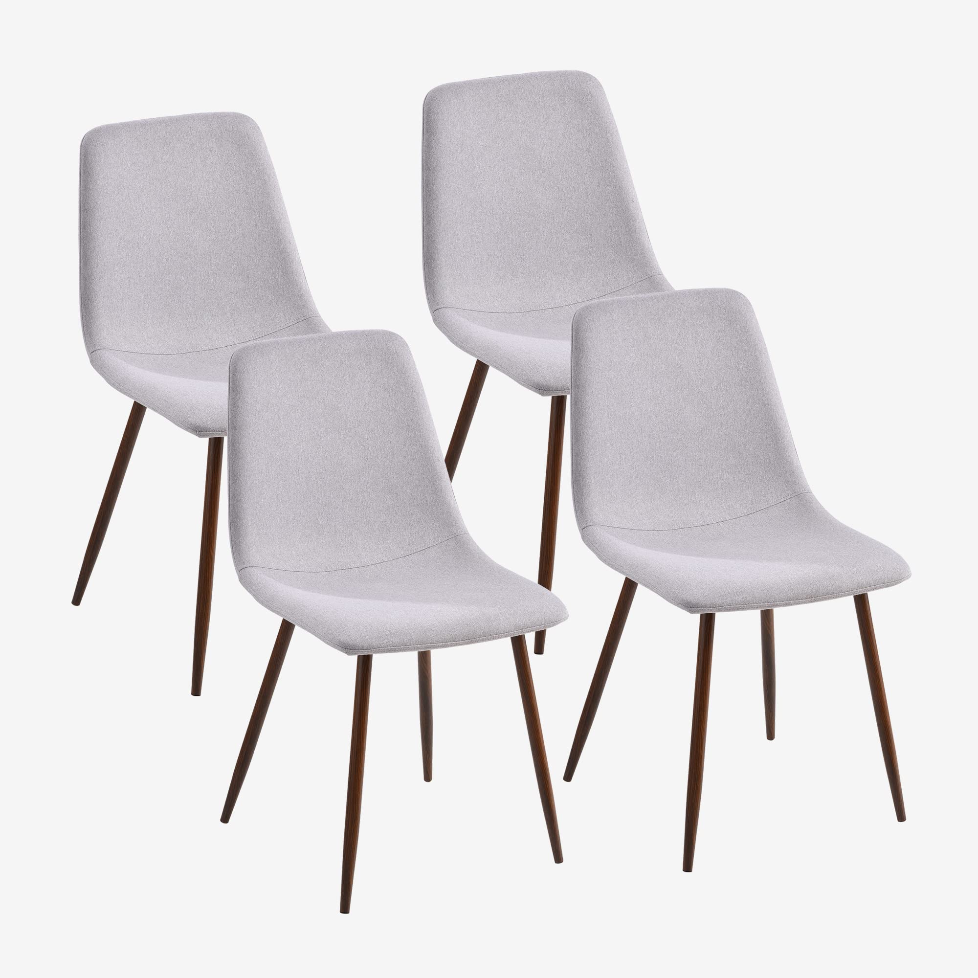 IronMix Modern Armless Dining Chairs Set of 4 - Cushioned Seats with Sturdy Metal Legs, Light Grey - Perfect for Kitchen, Living Room & Dining Room - Ideal for Small Spaces, Breakfast Nooks & Contemporary Home Decor