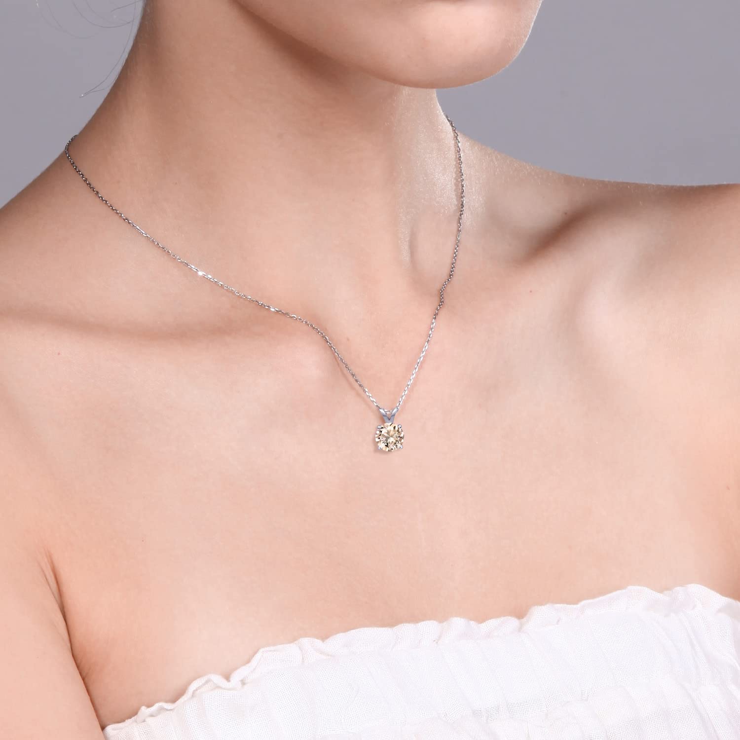 Gem Stone King 925 Sterling Silver 6MM Round Birthstone Solitaire Pendant Necklace for Women - 4-Prong Setting with 18 Inch Silver Chain | Perfect Gift for Birthday, Anniversary & Mother's Day
