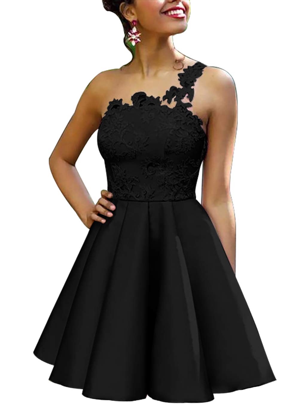 Elegant One Shoulder Lace Homecoming Dress - A-Line Prom & Cocktail Party Dress for Women | Perfect for Dances, Weddings & Special Occasions