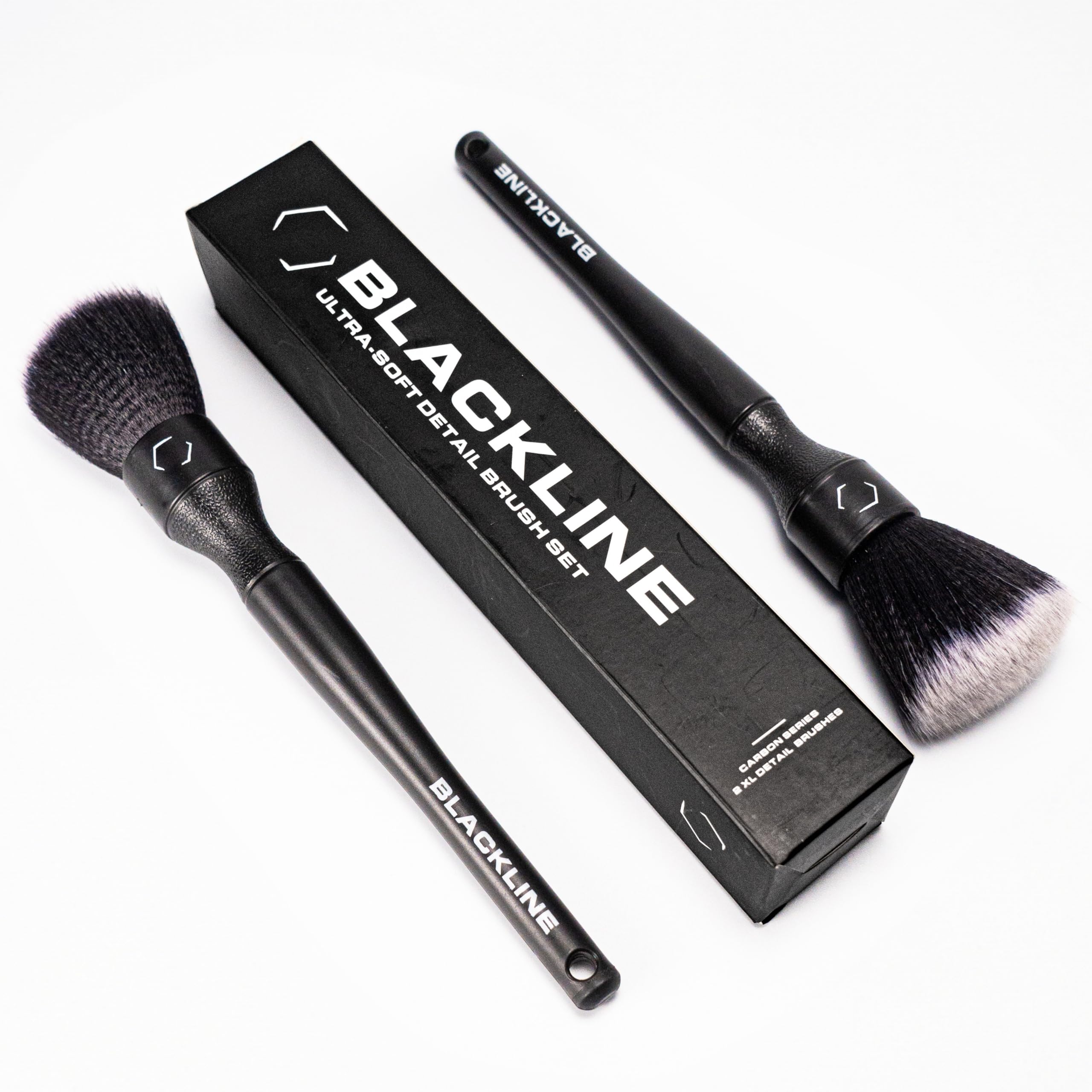 Premium Blackline Car Detailing Brush Set - Ultra Soft Bristles for Interior & Exterior Auto Cleaning - Luxury Car Detailing Kit for Dashboards, Vents, Wheels & Trim - Perfect for Professional Detailing & DIY Car Care