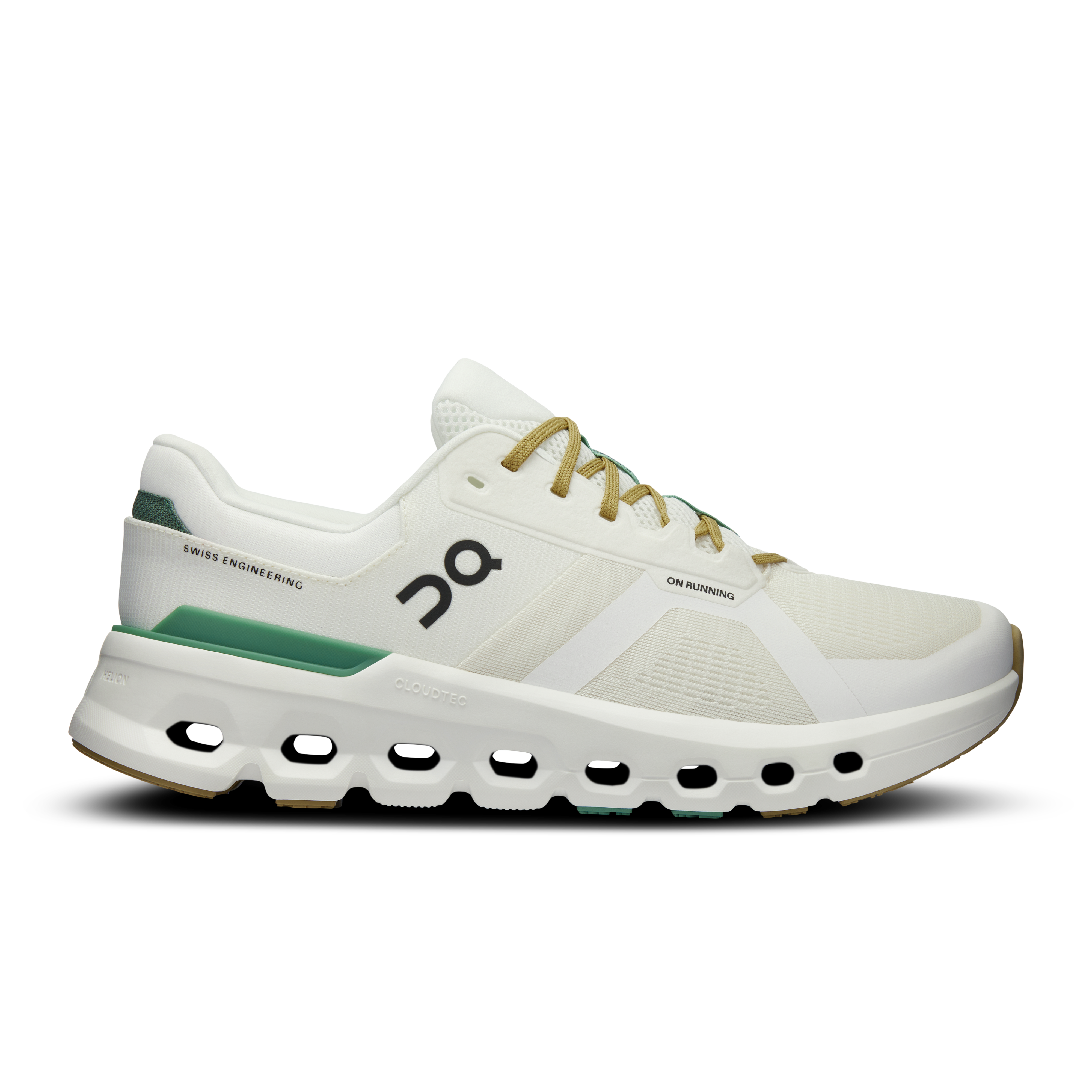 On Running Men's Cloudrunner 2 Running Shoes - Lightweight & Breathable White/Green Sneakers for Jogging, Gym Workouts & Daily Wear