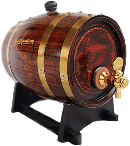 Premium Oak Whiskey Barrel Dispenser (3 Liter) – Aged Sensations for Liquor, Wine, Spirits & Beer – Holds Entire Bottle/Handle – Perfect for Home Bar, Gifts & Whiskey Tasting Events