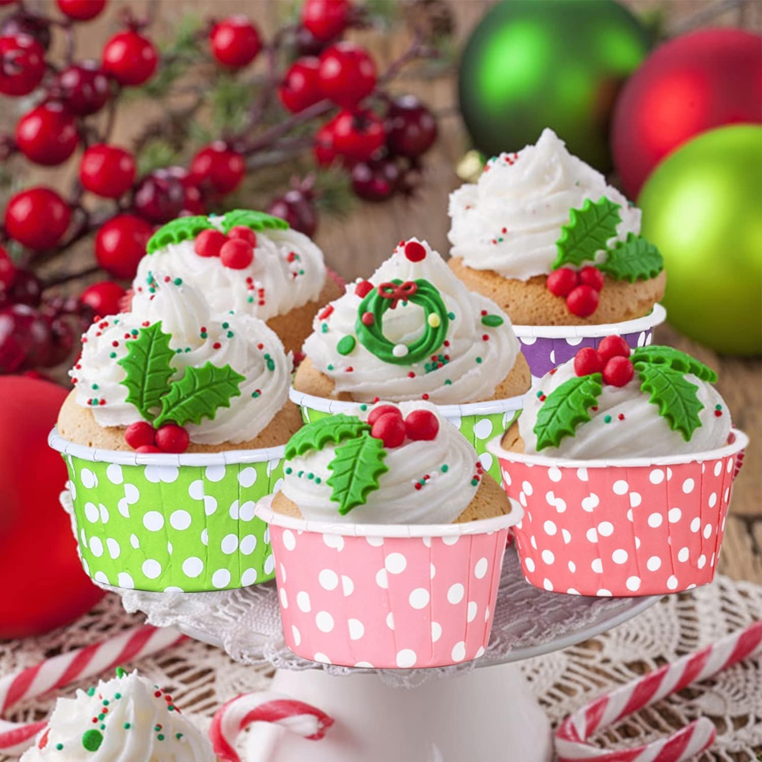 100pcs Red Mini Paper Cupcake Baking Cups - Disposable Muffin Wrappers for Birthday, Wedding, Party & Festival - Eco-Friendly Cake Liners for Baking, Dessert Display & Home Decor