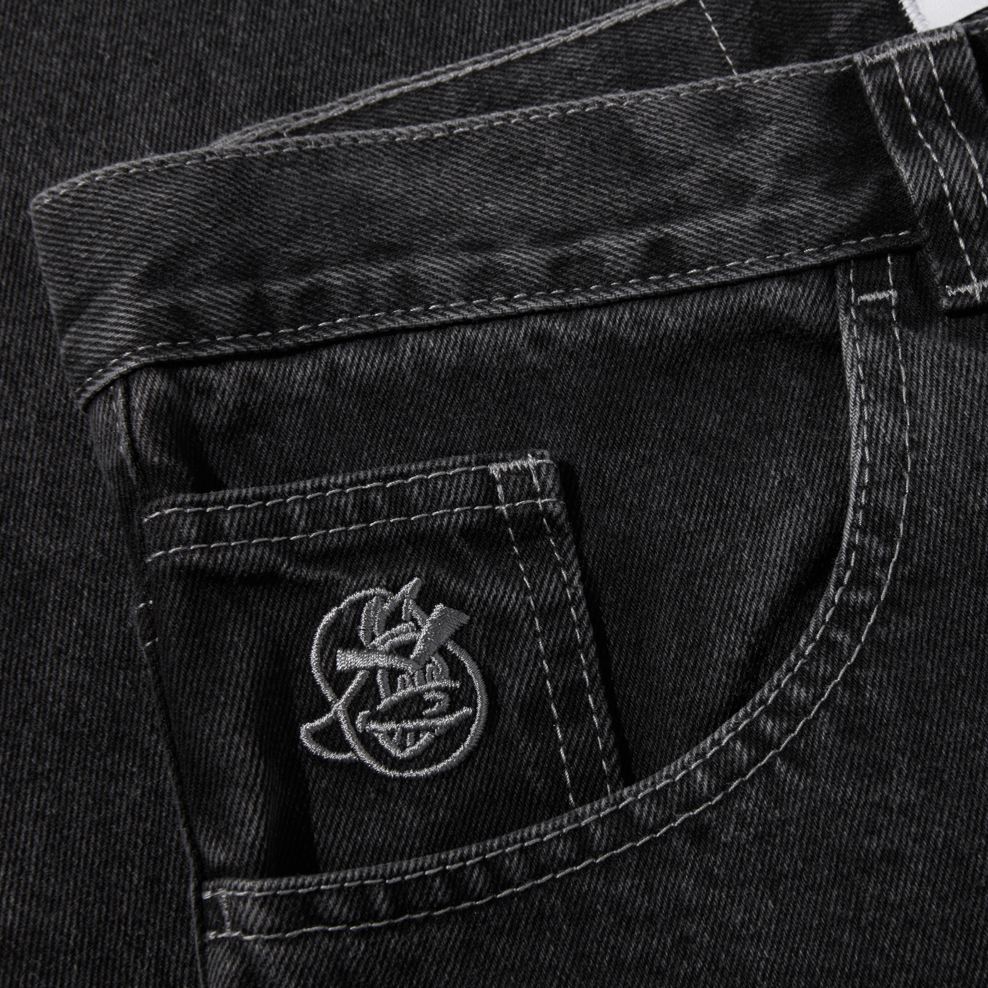 Polar Skate Co. '93 Denim Jacket - Silver Black | Vintage Skateboard Apparel for Men & Women | Perfect for Streetwear, Skateboarding & Casual Fashion