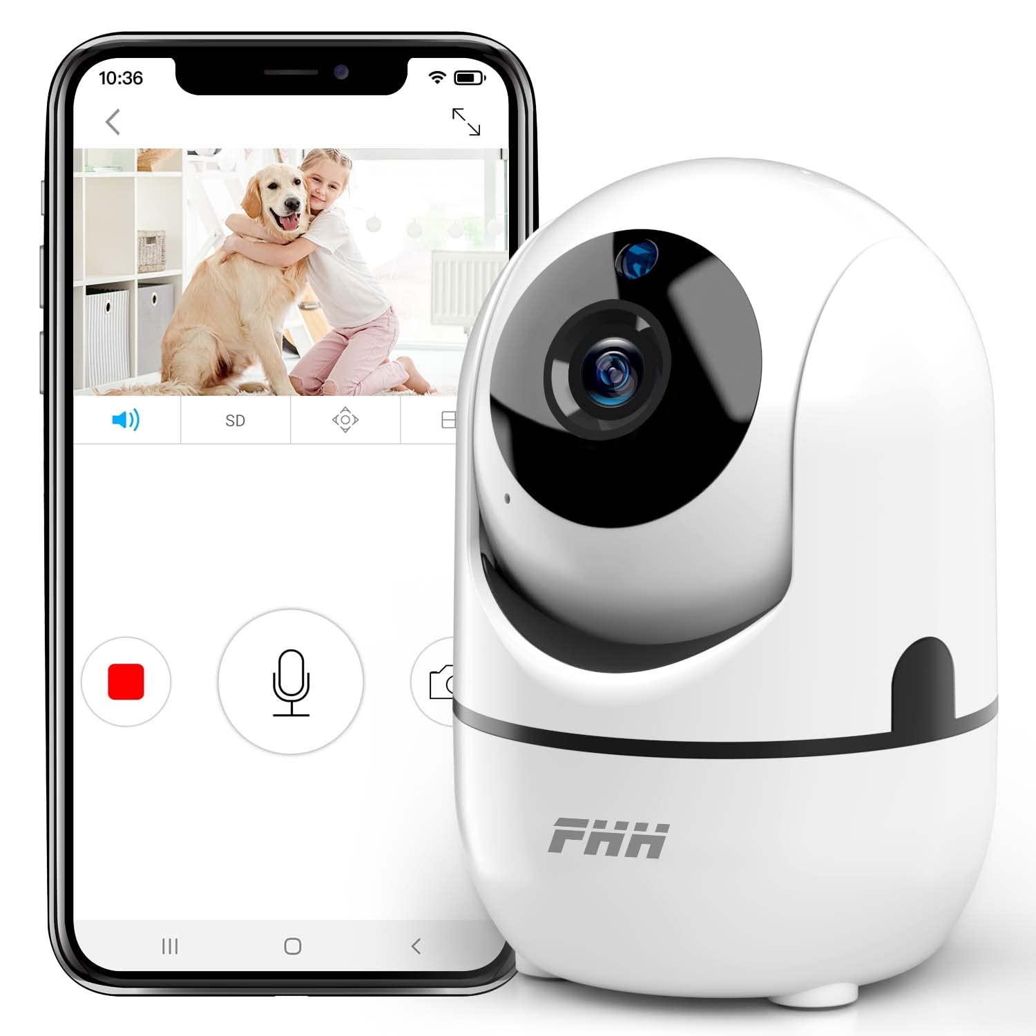 2K Home Security Camera with Night Vision, Two-Way Audio & Motion Detection - Indoor WiFi Camera with Phone App & Remote Control - Ideal for Baby Monitor, Pet Camera & Home Surveillance