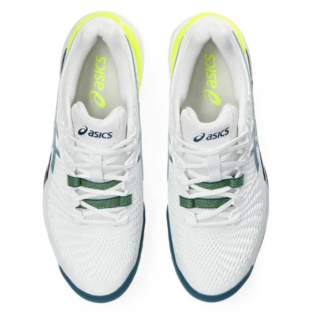 ASICS Gel Resolution 9 Men's Tennis Shoes - White/Restful Teal - High-Performance Court Shoes for Competitive Play & Training - Perfect for Hard Court Tennis Matches & Gym Workouts