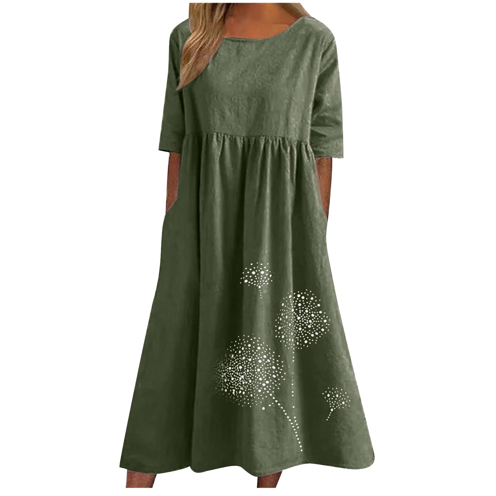 Women's Plus Size Boho Floral Print T-Shirt Dress - Casual Loose Flowy Midi Dress with Pockets for Summer 2025 | Perfect for Beach Outings, Vacations & Everyday Wear