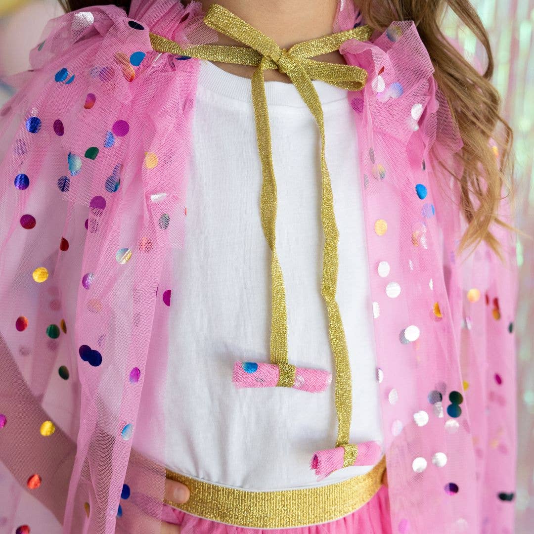 Kids Raspberry Confetti Cape - Superhero Dress Up Costume for Birthday Parties & Pretend Play | Soft & Lightweight for Comfortable Role Play