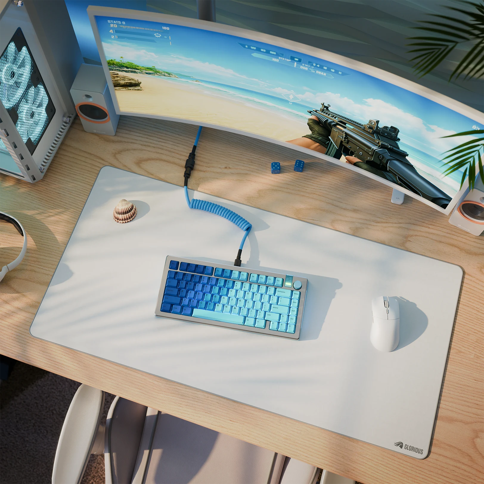 GPBT Ocean V2 Keycaps - 129 Keys PBT Double Shot Shine Through Keycap Set for Mechanical Keyboards (Cherry MX, Gateron, Kailh) - Perfect for Gaming, Typing & Custom Keyboard Builds