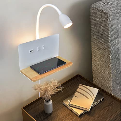 White Wall Sconces With Wireless Charger