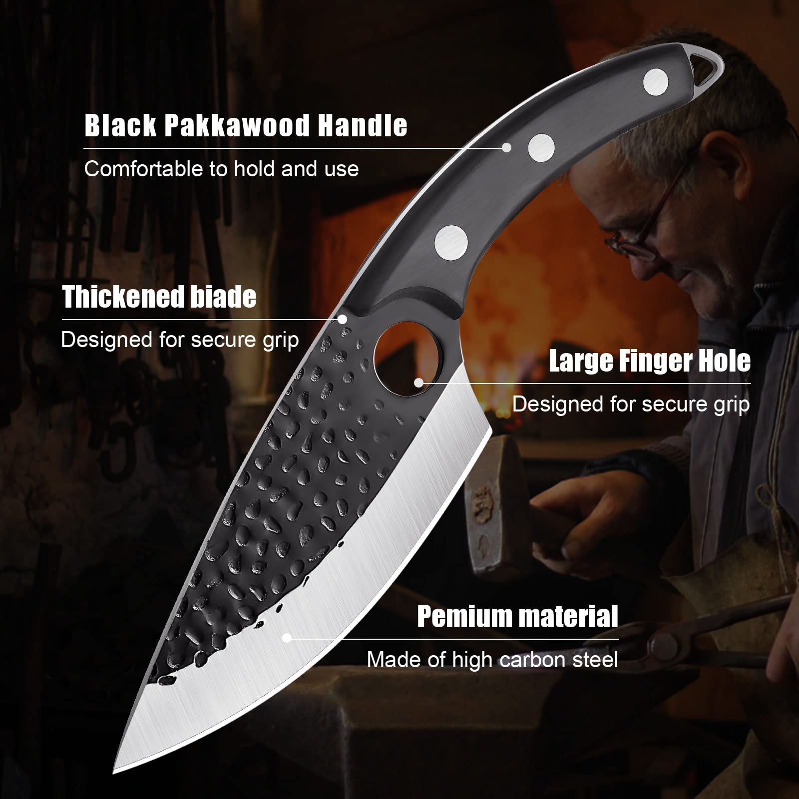 Premium Huusk Viking Knife - Japanese High Carbon Steel Full Tang Butcher & Boning Knife with Sheath - Professional Meat Cleaver for Home Kitchen, Camping & Outdoor Cooking - Perfect for BBQ, Hunting and Survival Gear