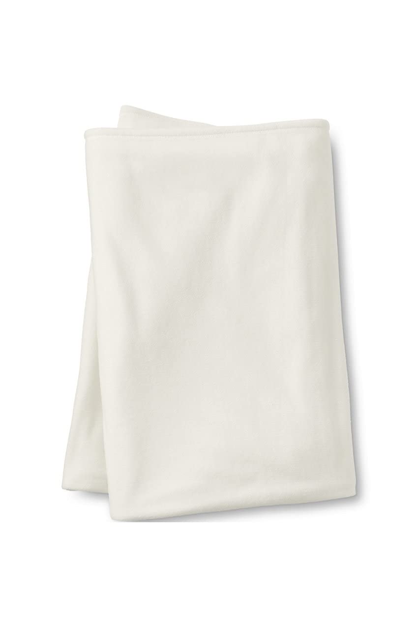 Lands' End Solid Ivory Fleece Blanket - King Size - Ultra Soft & Cozy for Bed, Couch, and Travel