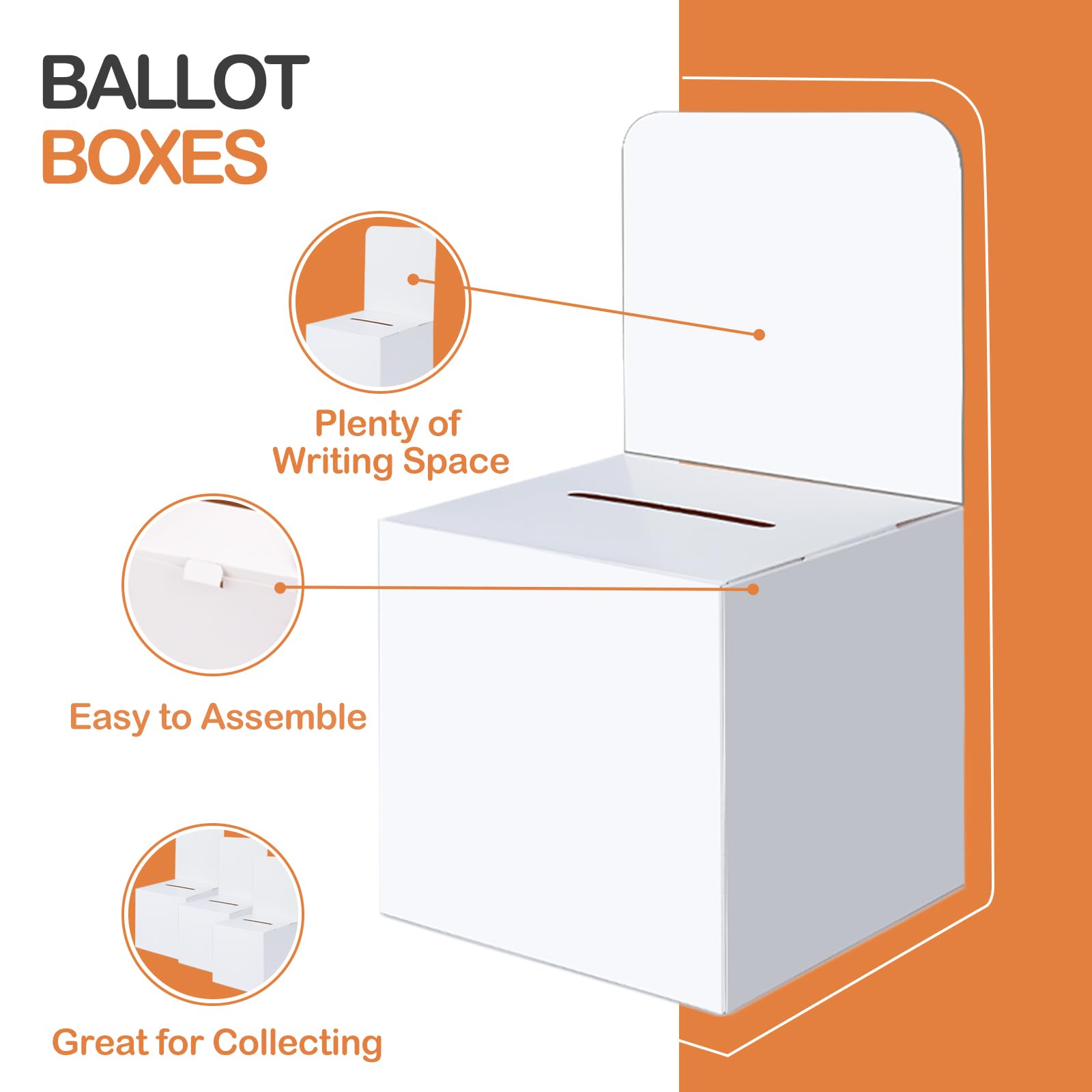 24 Pcs Cardboard Ballot Boxes for Voting, Raffle & Donations - White | Business, Fundraising & Contests