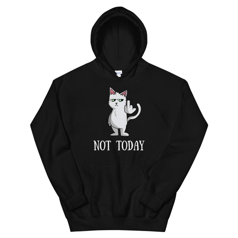 Funny 'Not Today!' Middle Finger Cat Lady Shirt & Unisex Hoodie - Cute Gifts for Women - Perfect for Cat Lovers, Birthday Presents & Casual Wear