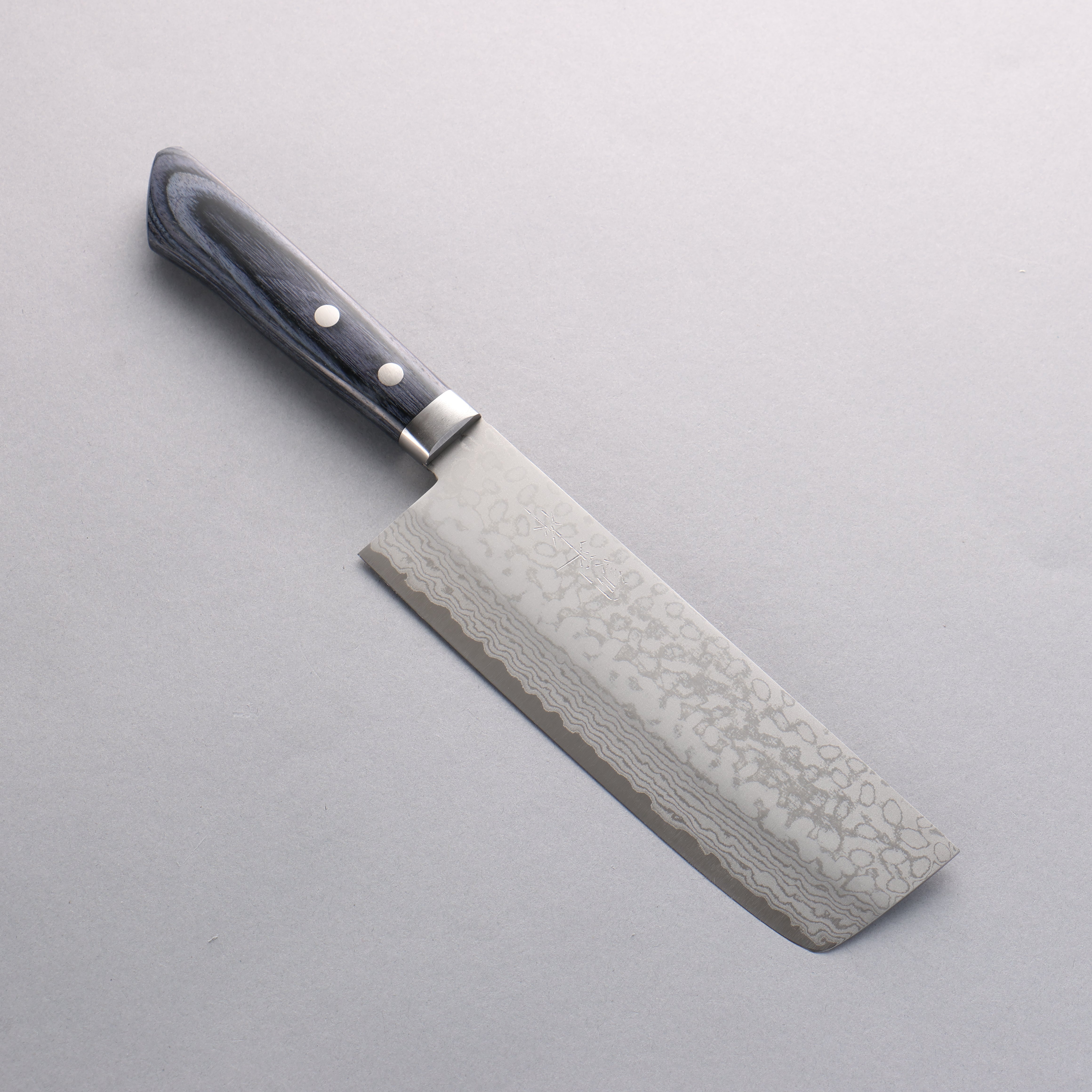 Premium Kunihira Sairyu VG10 Damascus Nakiri Knife 165mm - Japanese Chef Knife with Navy Blue Pakkawood Handle - Perfect for Slicing Vegetables, Fruits & Sushi Preparation