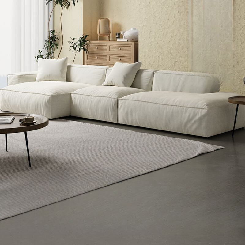 Modern L-Shaped White Upholstered Recliner Sofa with Back Support - Perfect for Living Room, Home Theater & Small Spaces