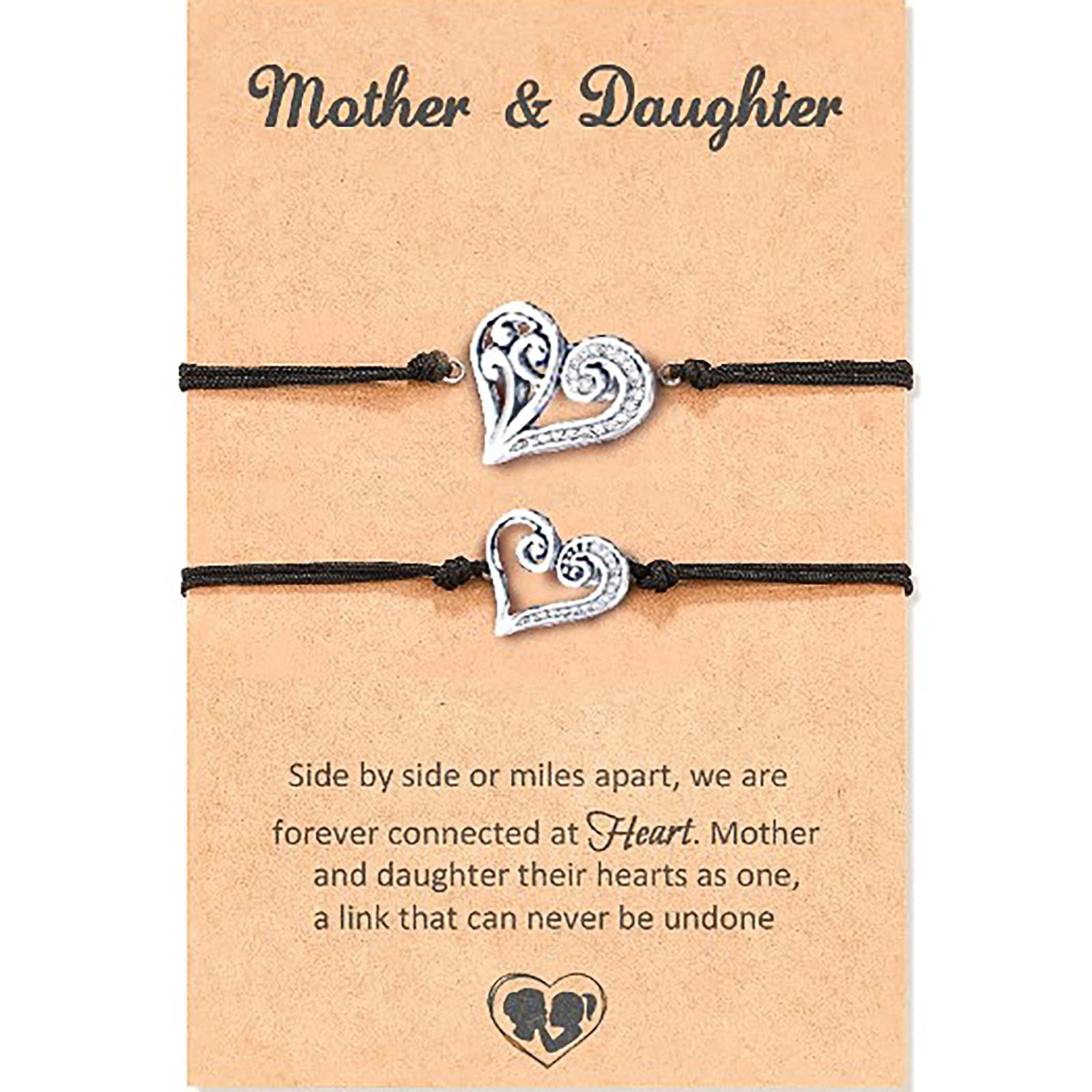 MJartoria Mother Daughter Bracelets Set - Heart Matching Jewelry Gifts for Mom, Women | Perfect for Birthday, Anniversary & Mother's Day Gifts