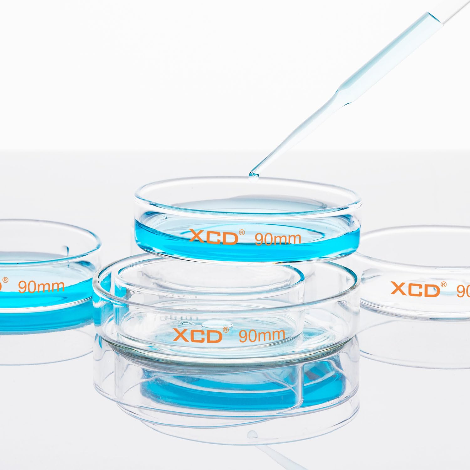 XCD 10 Pack Borosilicate Glass Petri Dishes with Clear Lid - 90x20mm Autoclavable Lab Dishes for Cell Culture, Microbiology Experiments & Scientific Research | Ideal for Laboratories, Schools & Research Facilities