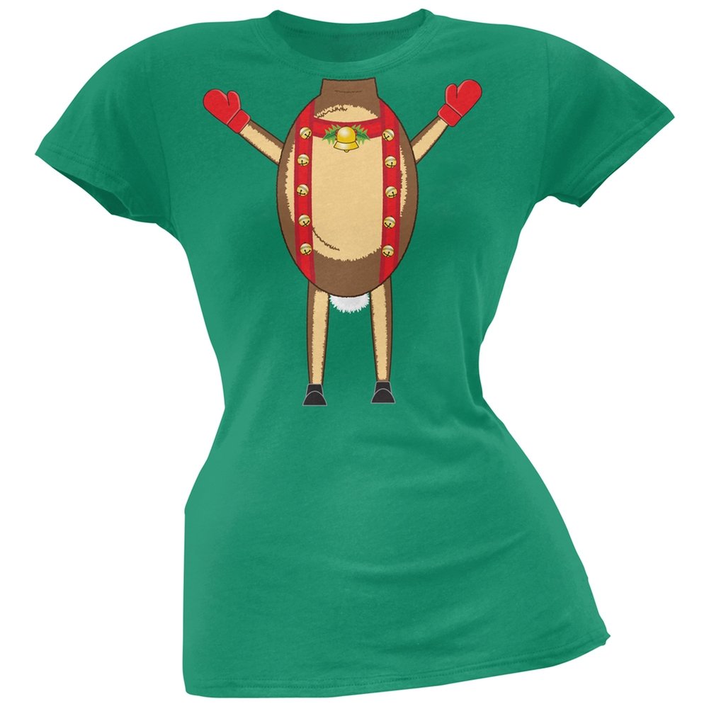 Old Glory Reindeer Body Costume Juniors T-Shirt | Christmas Holiday Party Outfit | Festive Costume for Teens & Youth