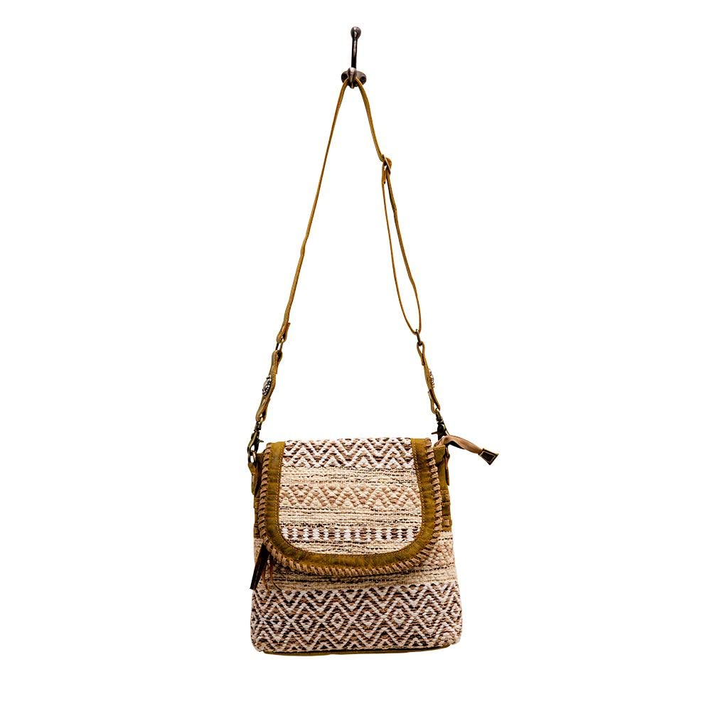 Myra Bag Western Leather Shoulder Bag for Women - Upcycled Canvas Crossbody Purse with Adjustable Strap | Perfect for Casual Outings, Travel & Everyday Use