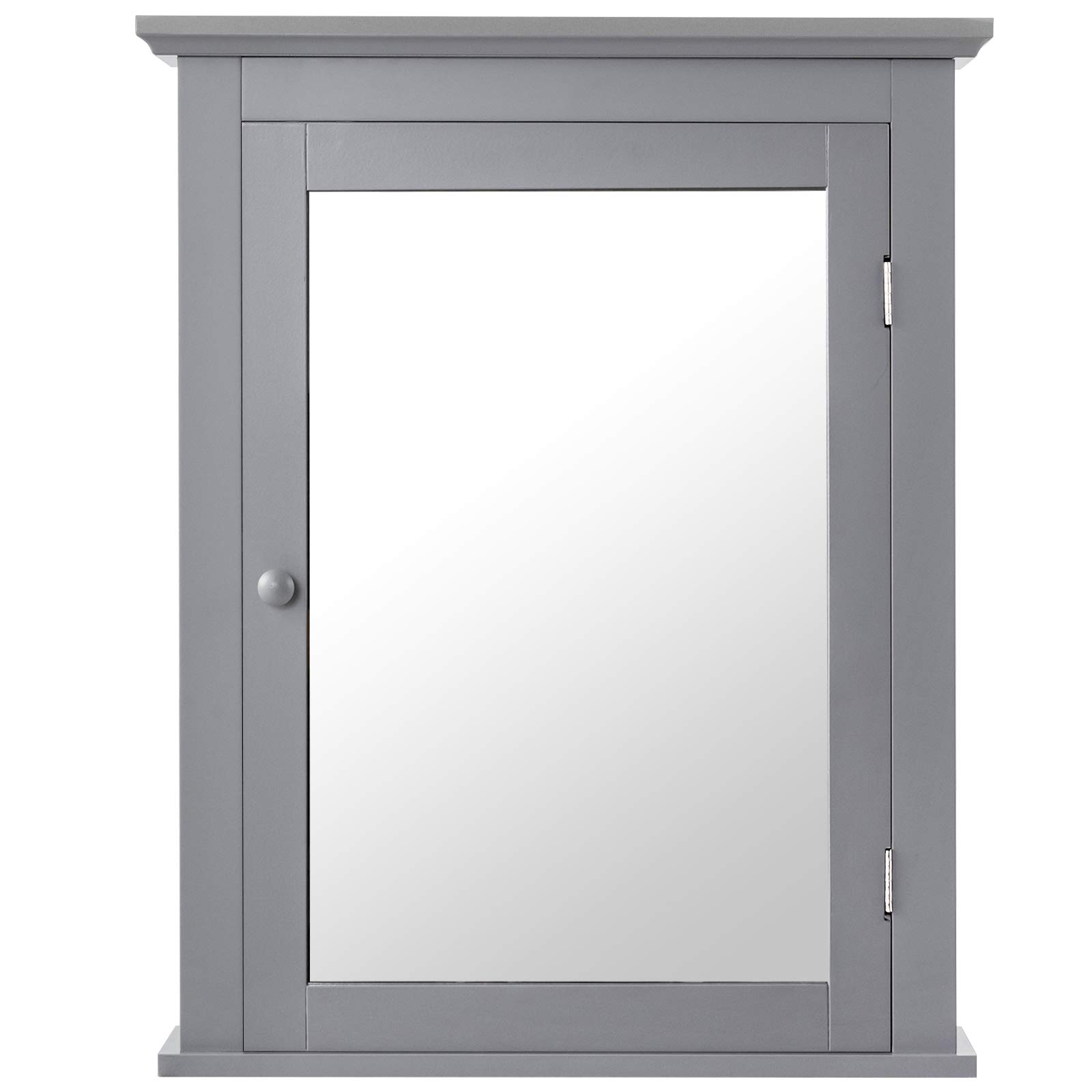 GLACER Wall Mounted Bathroom Mirror Cabinet with Adjustable Shelf - 22 x 6 x 27.5 Inches Grey Storage Cabinet for Bathroom, Living Room & Cloakroom - Perfect for Makeup Storage, Medicine Organization & Small Space Decor