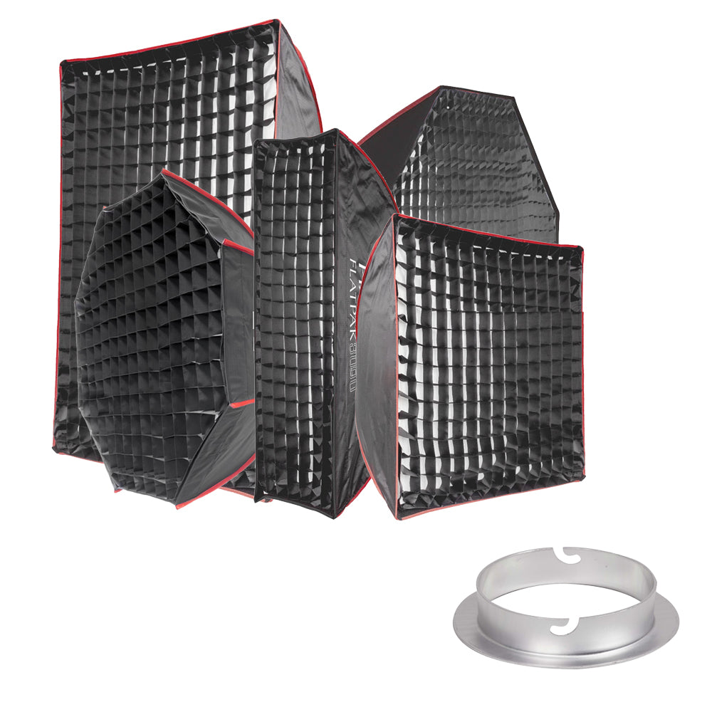 Professional Photography Softbox Lighting Kit - 3-Piece FlatPak Softbox Bundle with Multiple Sizes & Shapes for Studio, Portrait, and Product Photography